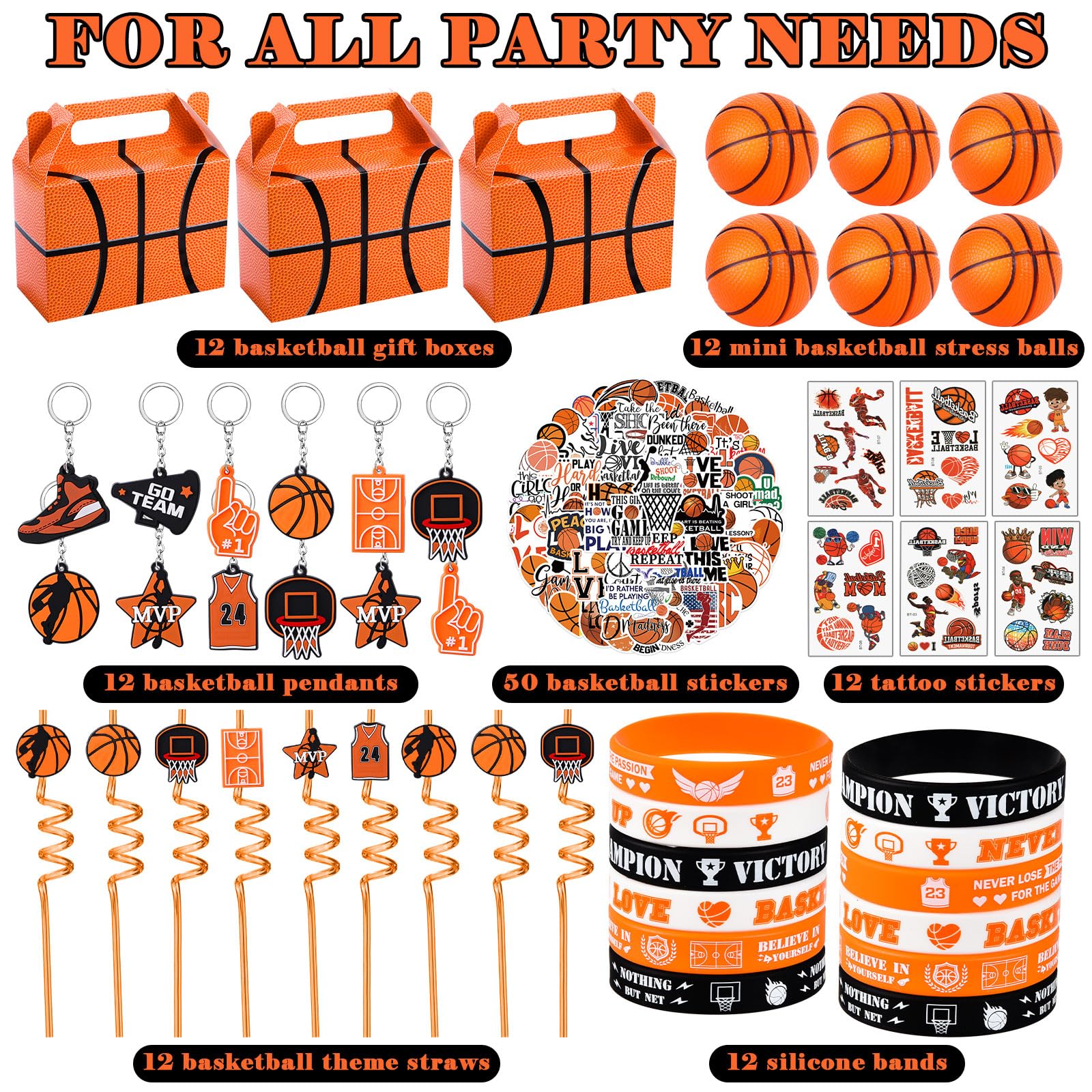 Winrayk 122Pcs Basketball Party Favors - Sports Gifts, Toys & Decor for Birthday Celebrations