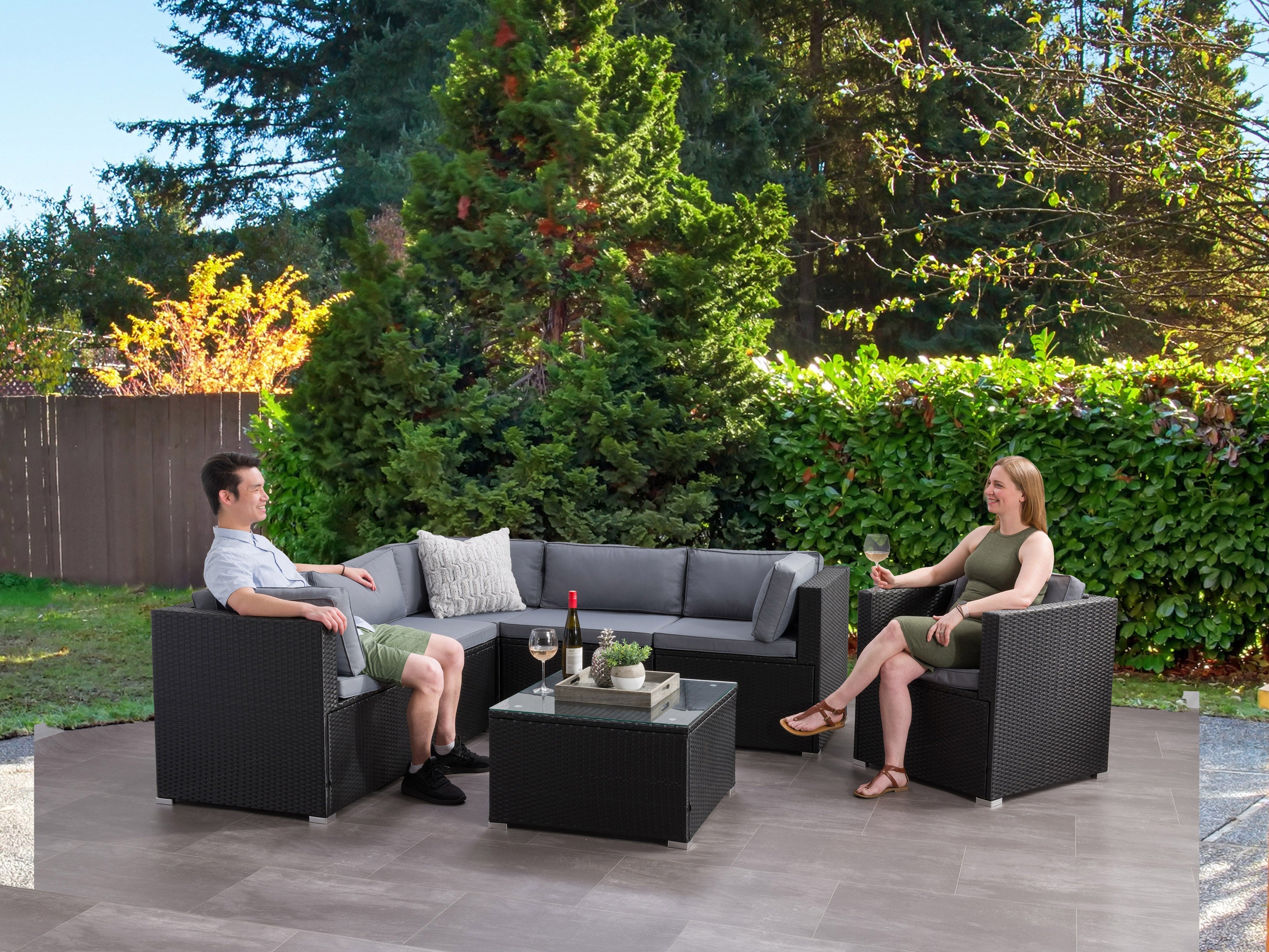 7-Piece Outdoor Sectional Sofa Set - Waterproof & Durable Patio Furniture for Backyard, Garden, Poolside - Perfect for Entertaining & Relaxing