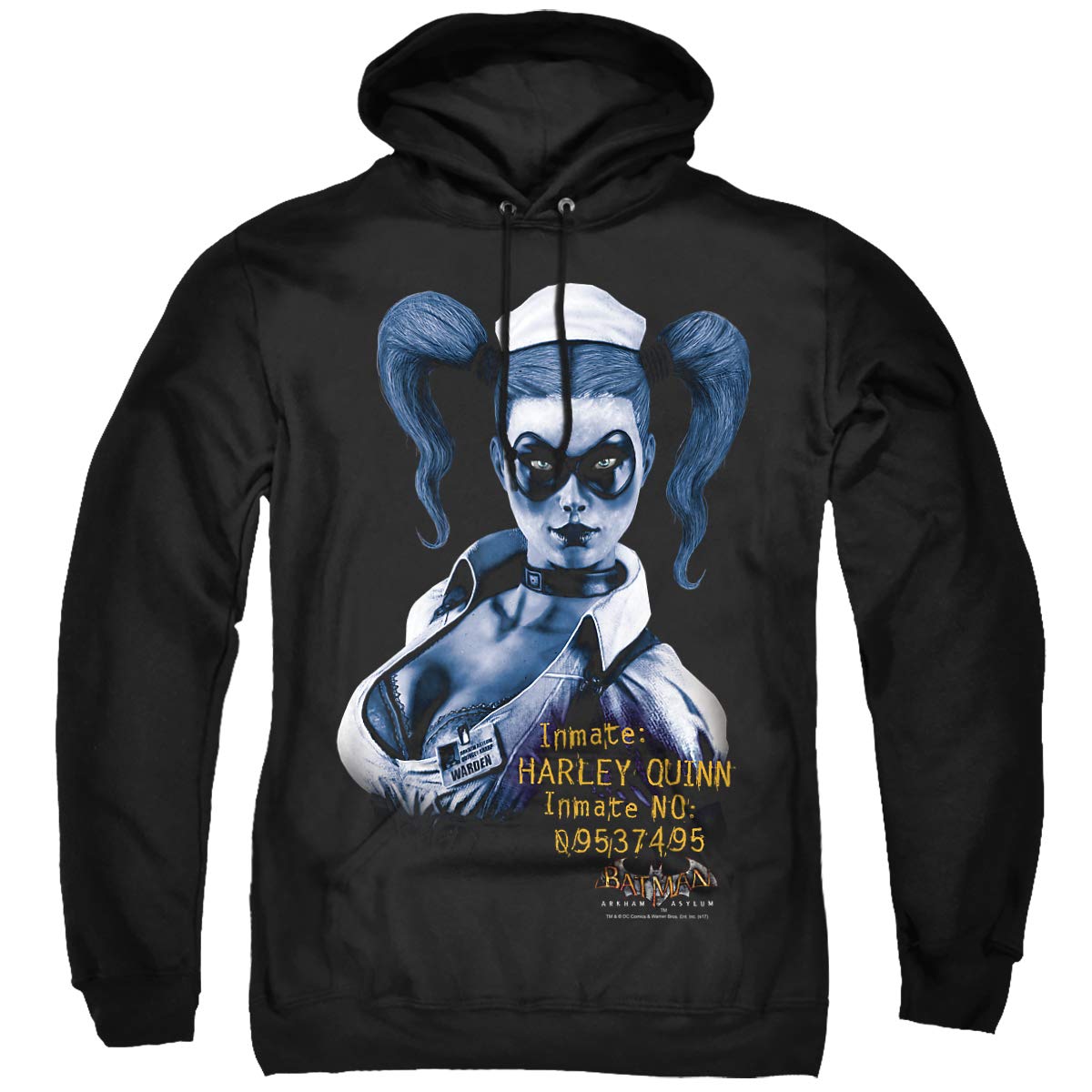 Trevco Batman Arkham Harley Quinn Unisex Adult Pullover Hoodie - Soft Cotton Sweatshirt for Cosplay, Gaming & Casual Wear