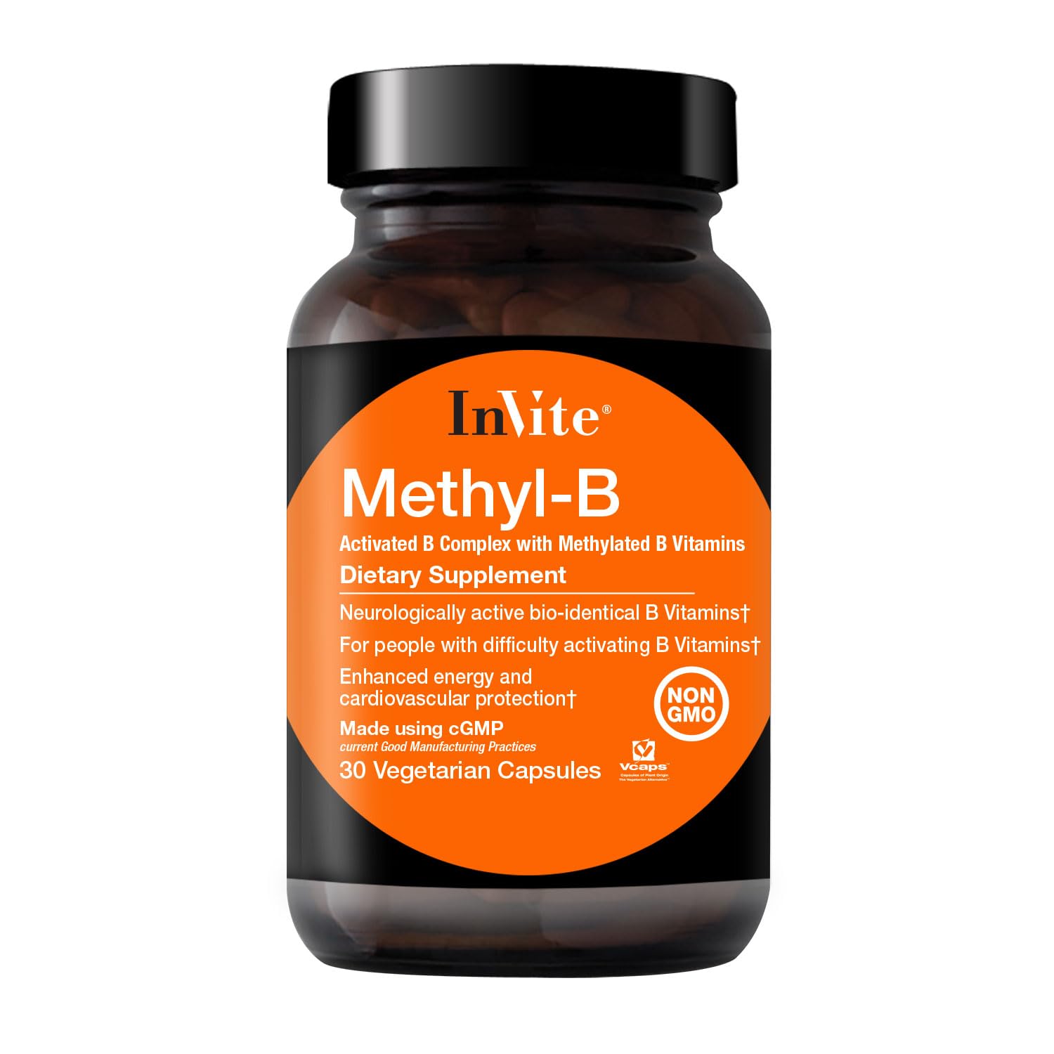 **Invite Health Methyl-B - Activated B Complex with Methylated B12, B6 & Folate - Supports Energy, Brain & Heart Health - 30 Vegetarian Capsules - Ideal for MTHFR Gene Mutation & Nutrient Absorption Support**