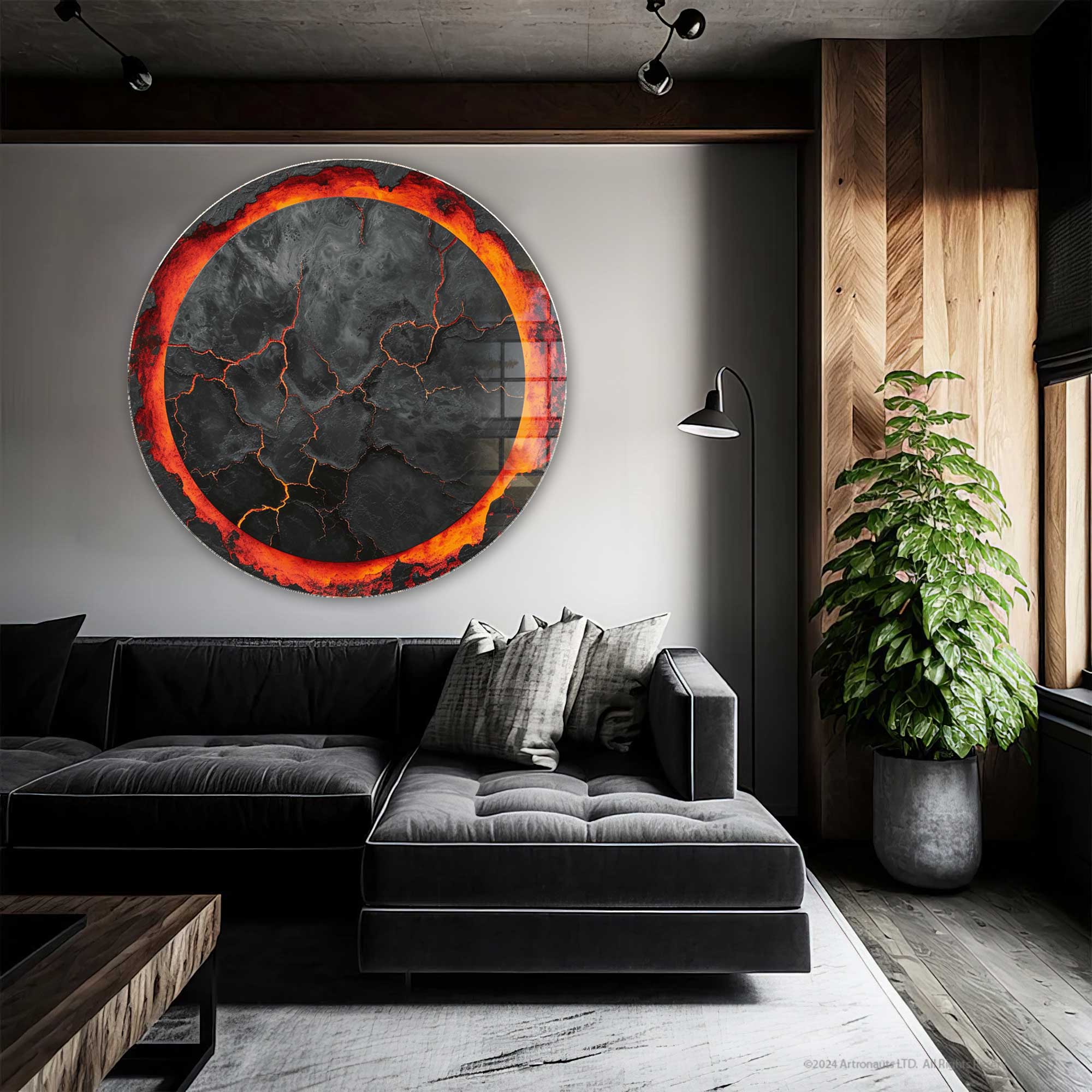 Lava III Rounded Glass Wall Art - Modern Abstract Home Decor for Living Room, Bedroom & Office - Perfect for Contemporary Interior Design