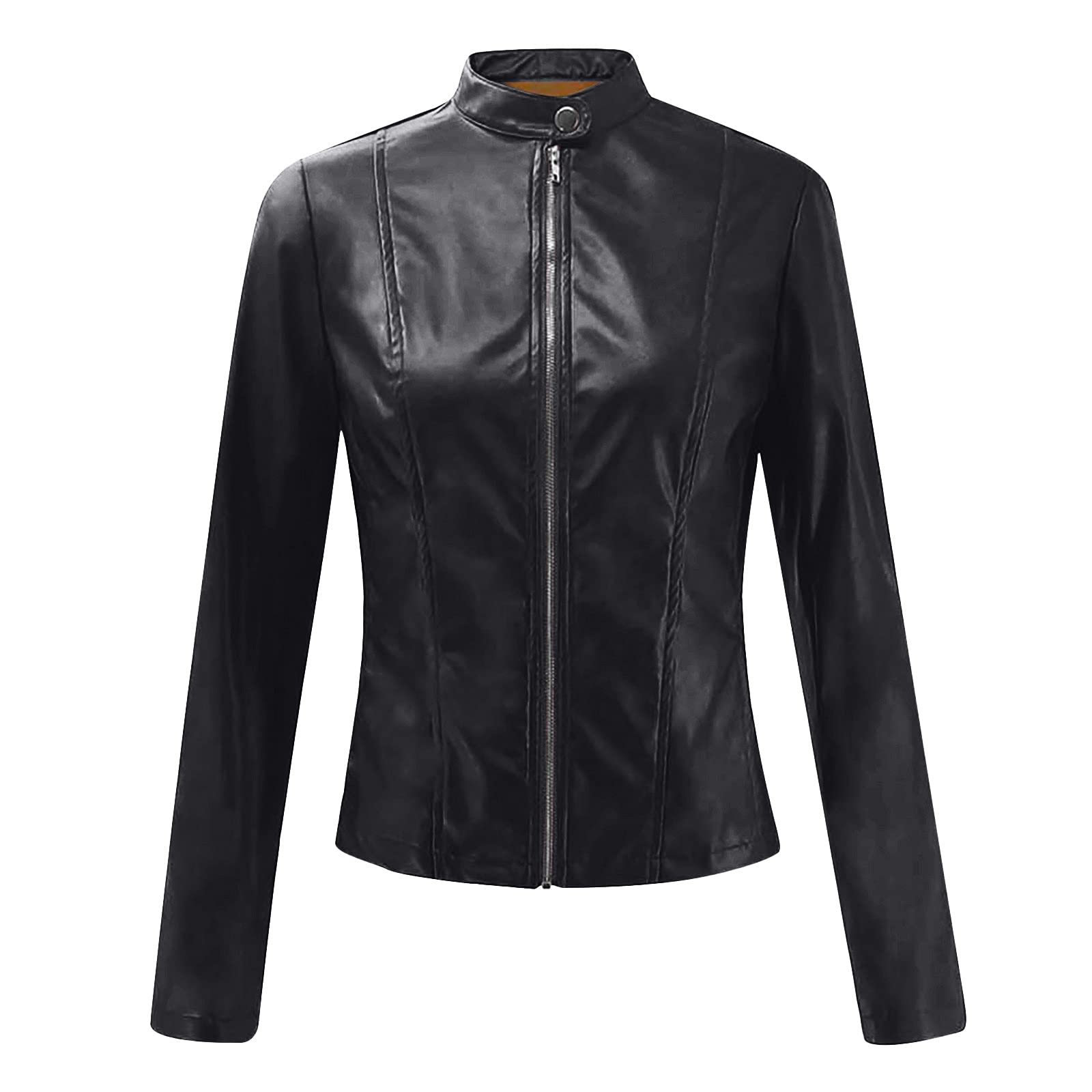 Women's Faux Leather Jacket - Stylish Zip-Up Biker Coat for Fall & Spring | Casual Outerwear for Motorcycle Riding, Date Night & Everyday Wear