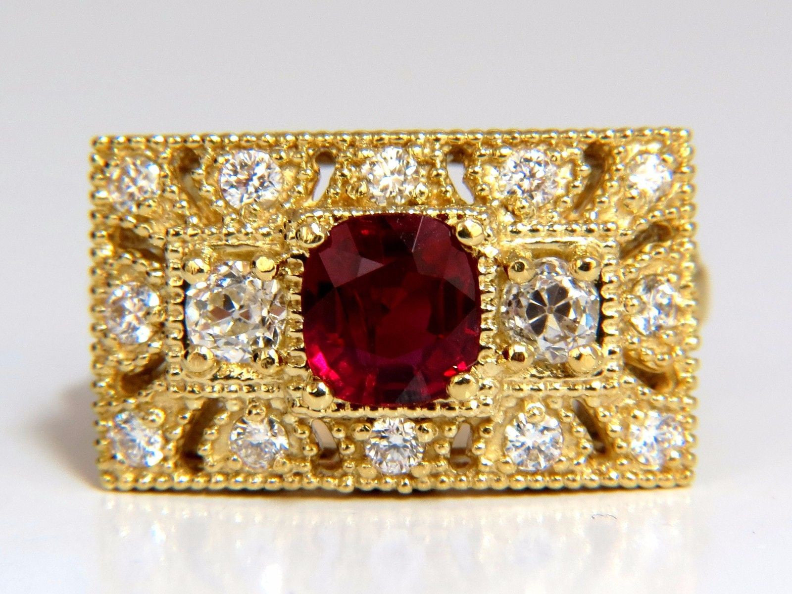 2.31CT GIA Certified Natural Cushion Cut Vivid Red Ruby Diamond Byzantine Ring in 18K Gold - Perfect for Engagement, Anniversary & Luxury Gifts