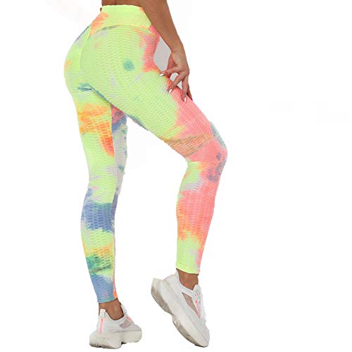 Women's Plus Size Slimming Yoga Pants - High Waisted Tummy Control Workout Leggings with Tie-Dye Design for Gym, Running & Casual Wear (Multicolor, Size S)