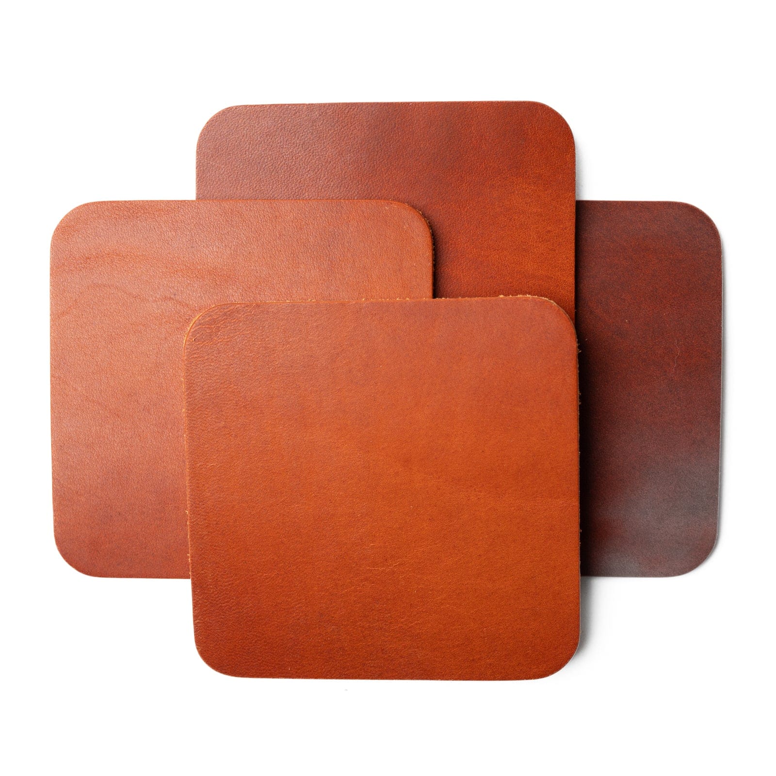 Premium 4-Pack Genuine Leather Coasters - Square Blank Design for Drinks & Glasses - Perfect for Home, Office, and Bar Use