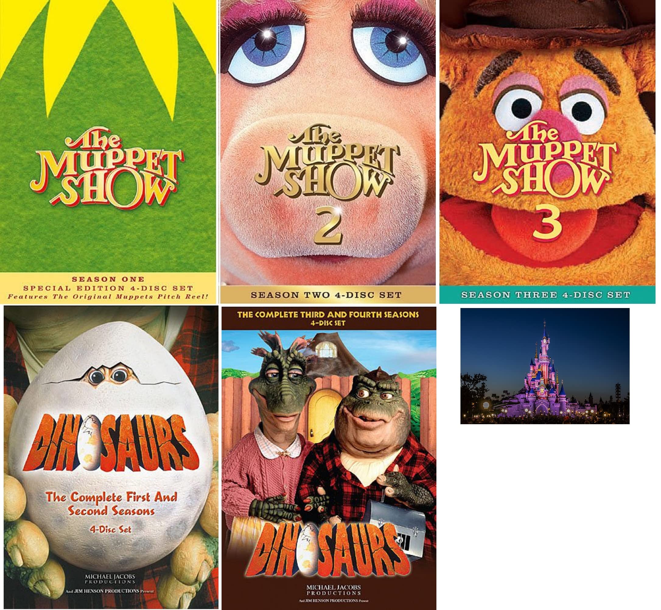 Jim Henson's The Muppet Show Seasons 1-3 & Dinosaurs Complete Series 1-4 DVD Box Set with Bonus Magic Kingdom Art Card - Perfect for Family Movie Nights and Disney Collectors