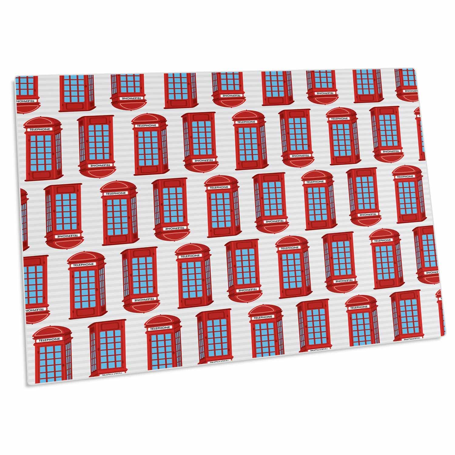 3D Rose Cute Red London Telephone Booth Pattern Desk Pad Place Mats Set of 4 - Non-Slip Table Protector for Dining, Office, Kitchen | British-Themed Home Decor (dpd-274129-1)