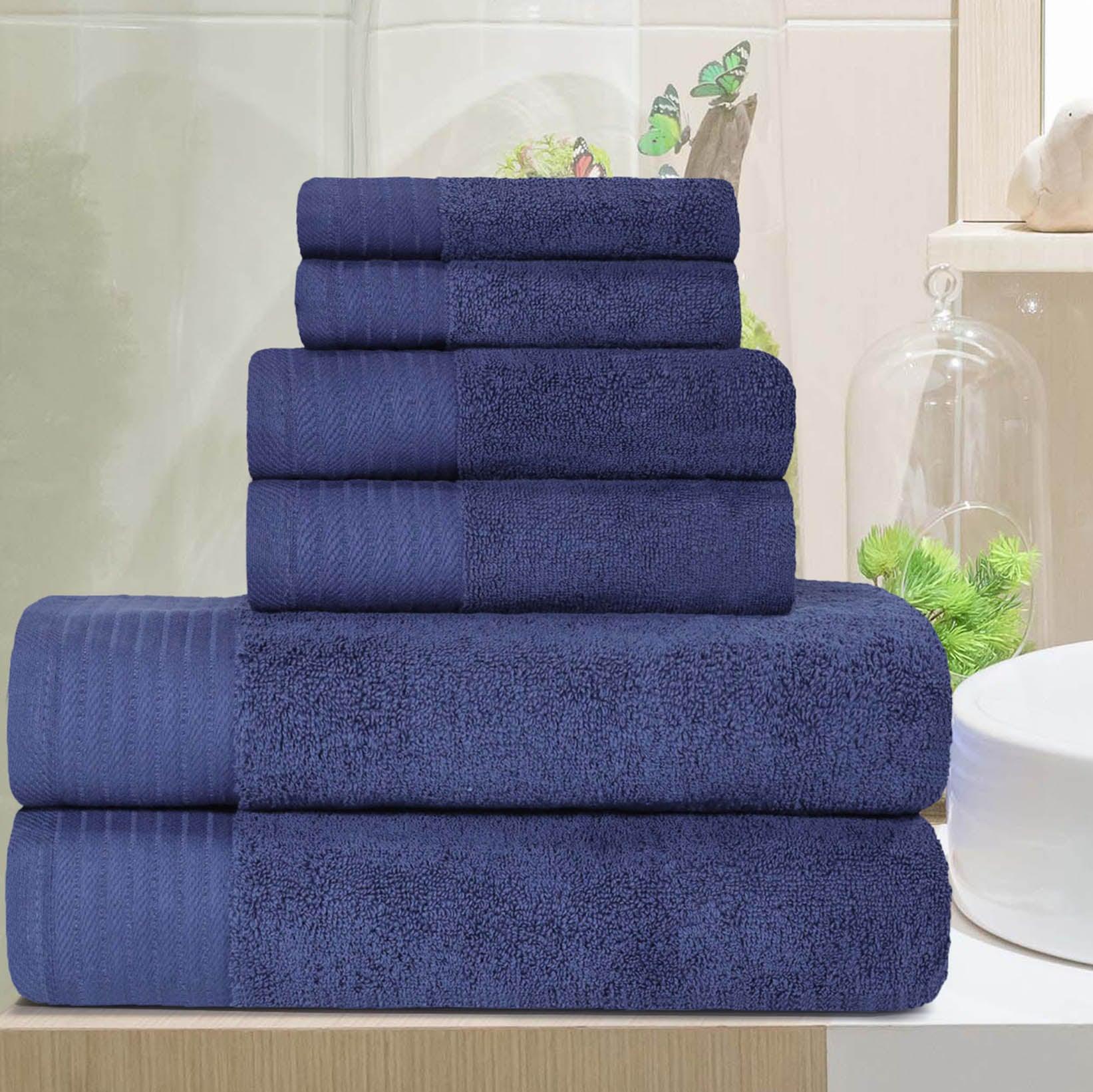 Premium 6-Piece Turkish Cotton Herringbone Bath Towel Set - Ultra Soft & Absorbent - Luxury Bath, Spa & Guest Towels for Home & Hotel Use