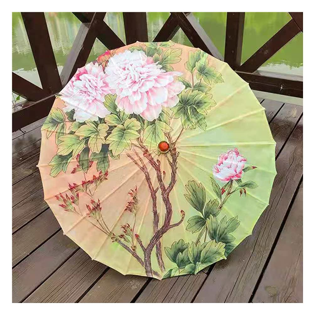 Chinese Style Oil Paper Umbrella - Handmade Bamboo & Floral Painted Rainproof Parasol for Cosplay, Hanfu, Wedding, Photography & Outdoor Events