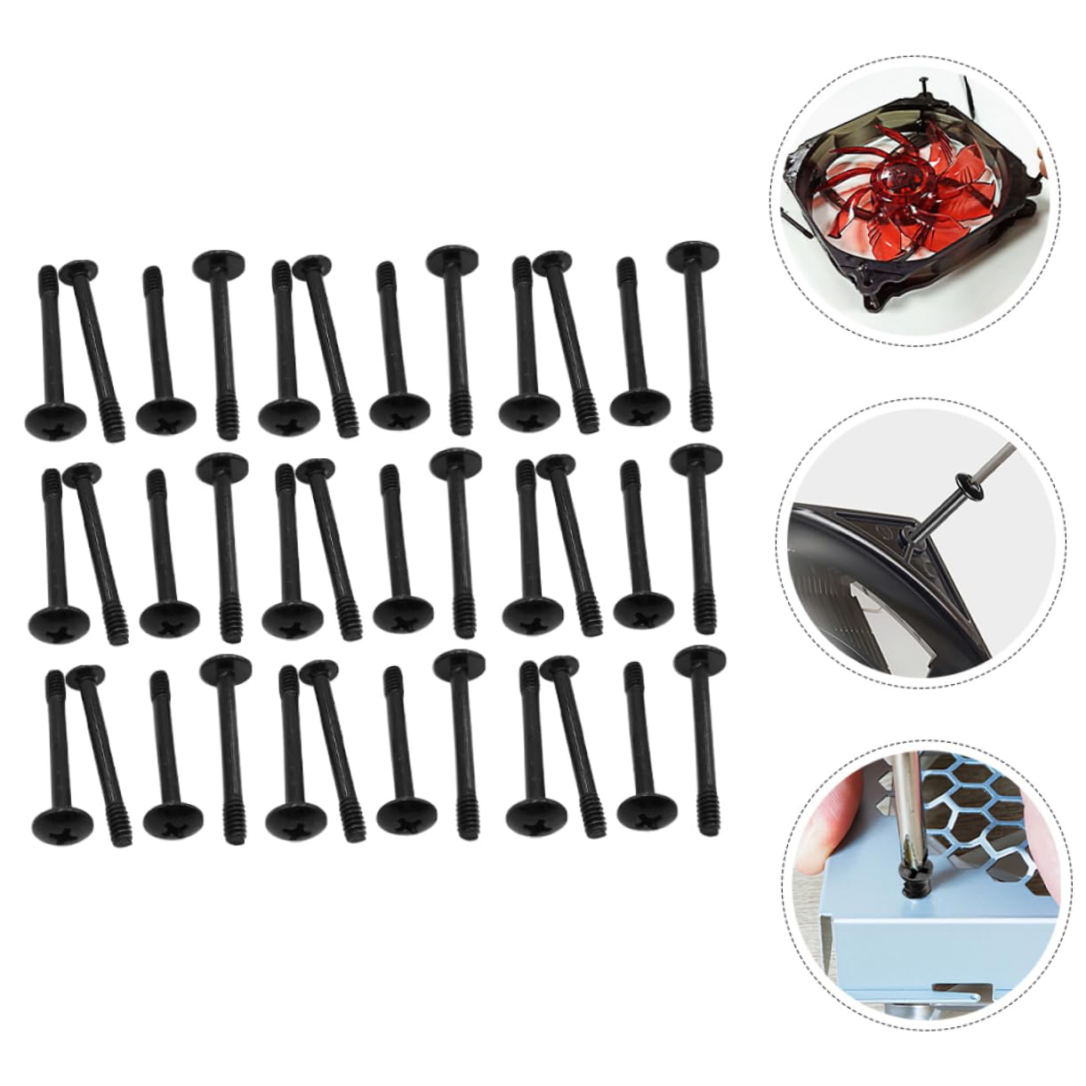 50pcs 30mm Steel Computer Fan Screws Kit - Vibration Reduction Mounting Screws for PC Case Fans, CPU Coolers & Gaming Rigs - Secure & Durable Fan Installation Accessories