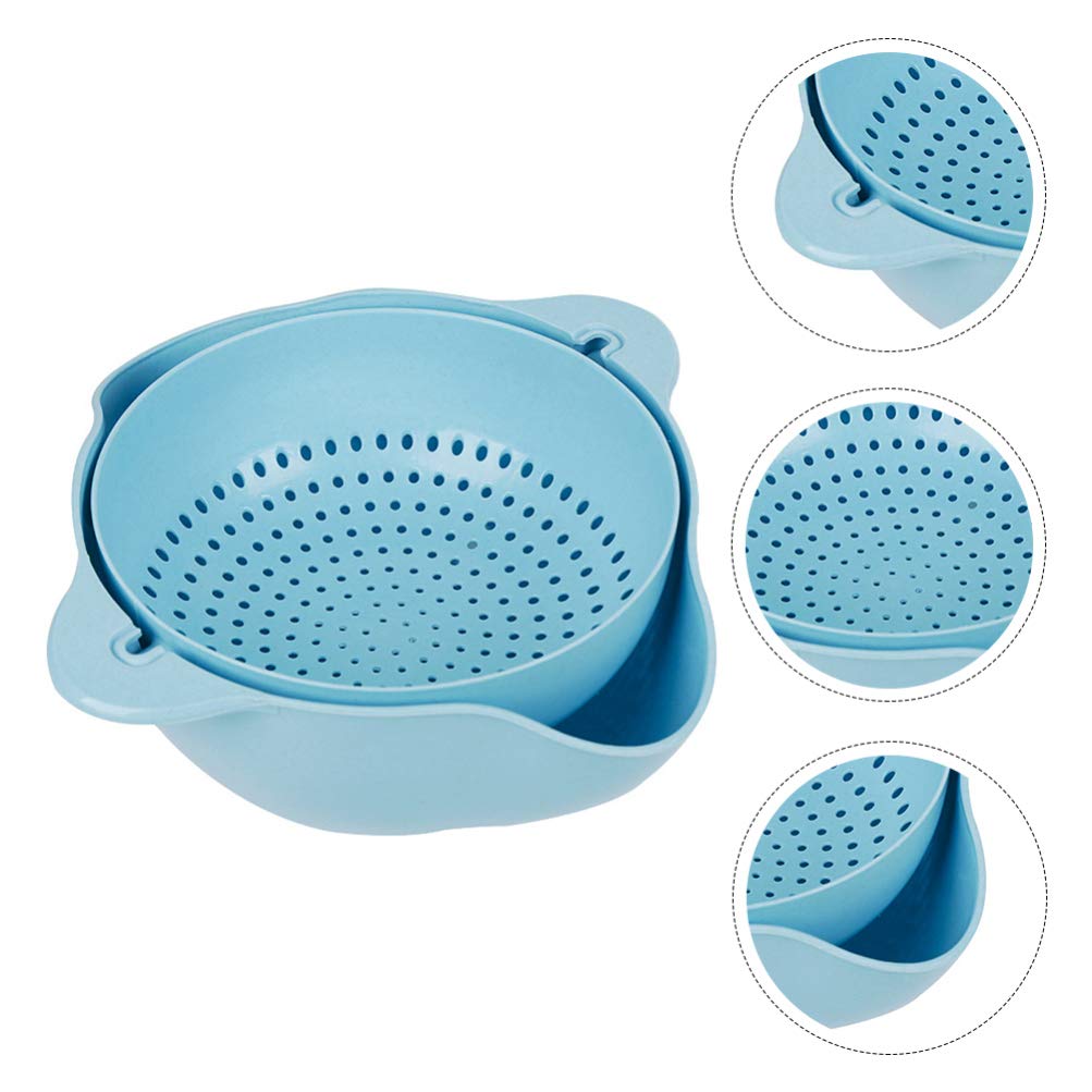 Blue Silicone Colander Strainer Bowl - Swivel Drainer for Washing Veggies, Pasta, and Fruits | Durable Plastic Kitchen Strainer for Noodles, Salad, and Fresh Produce | Perfect for Cooking, Meal Prep, and Healthy Eating