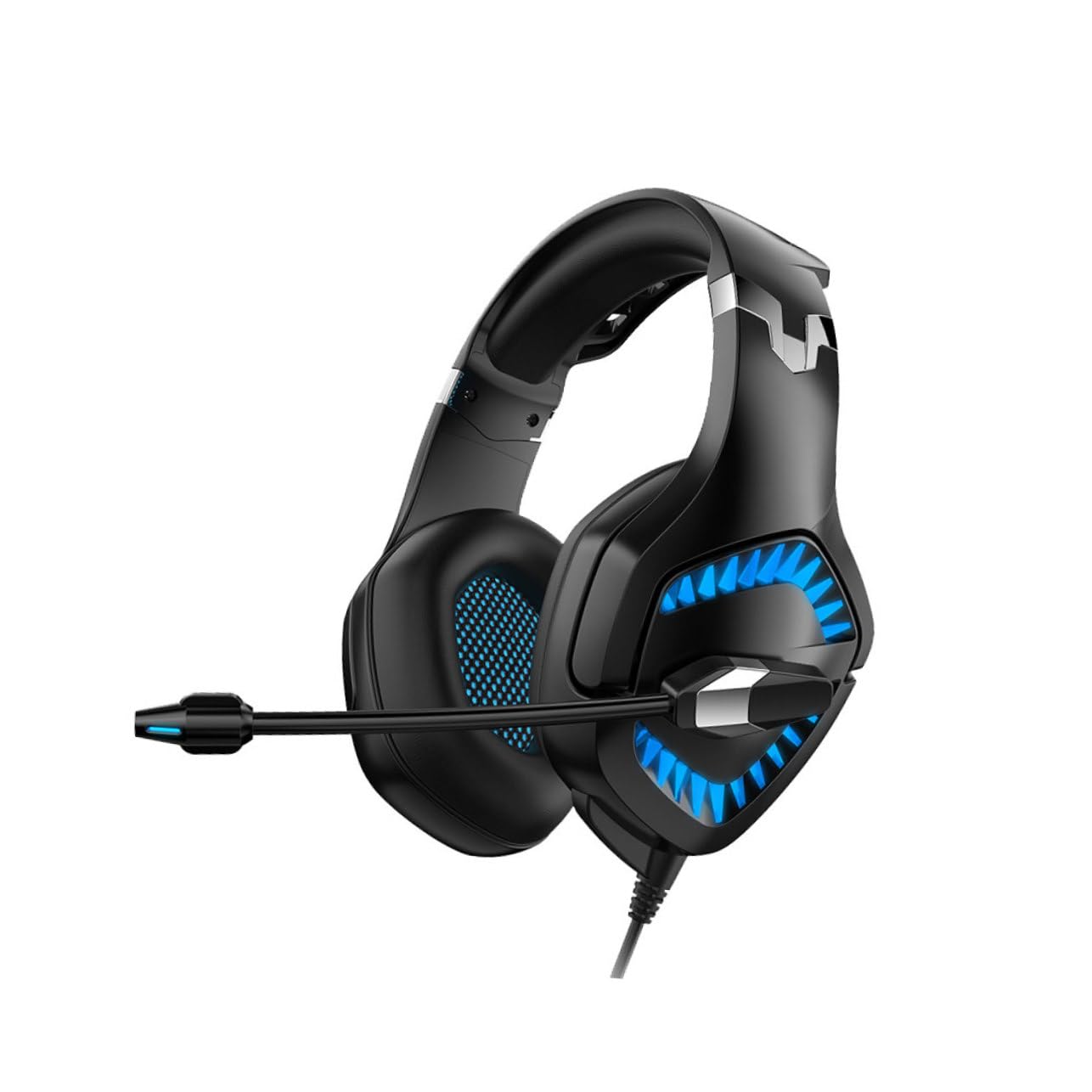 Jojofuny 2-Piece LED Gaming Headphones with Noise Isolating Mic - Soft Ear Cushions for PC, Laptop, Mobile (Black/Blue) - Perfect for Esports, Streaming & Late-Night Gaming Sessions