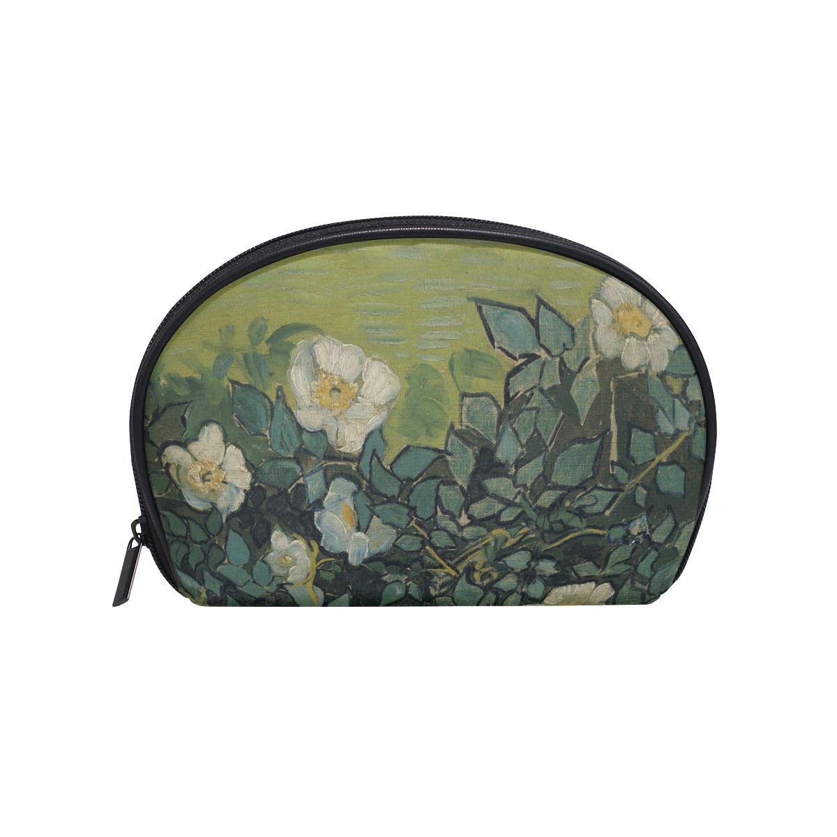 Vintage Floral Travel Cosmetic Bag - Small Portable Makeup Toiletry Organizer for Women & Girls - Waterproof Carry Case Pouch for Jewelry, Cosmetics, Brushes - Perfect for Vacation, Gym, Business Trips