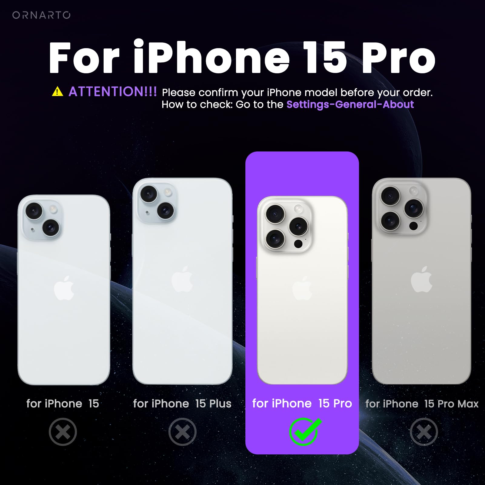 ORNARTO Matte Shockproof iPhone 15 Pro Case with Translucent Back - Full Body Protection Navy Blue Cover for Everyday Use & Outdoor Activities