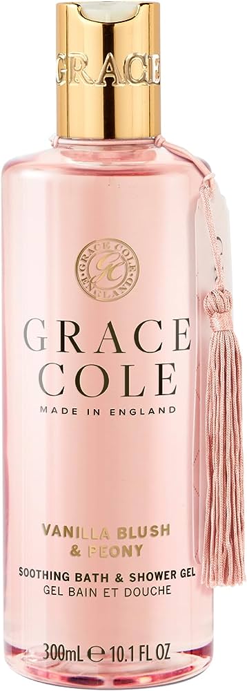 Grace Cole Vanilla Blush & Peony Bath and Shower Gel 300ml - Luxurious Moisturizing Body Wash for Women, Relaxing Scent for Spa-Like Experience at Home
