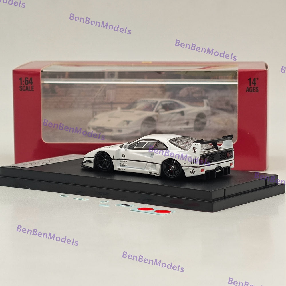 1/64 Scale STREET WARRIOR SW LBWK Ferrari F40 White Diecast Model Car - Limited Edition Collectible for Display, Racing Enthusiasts & Car Lovers