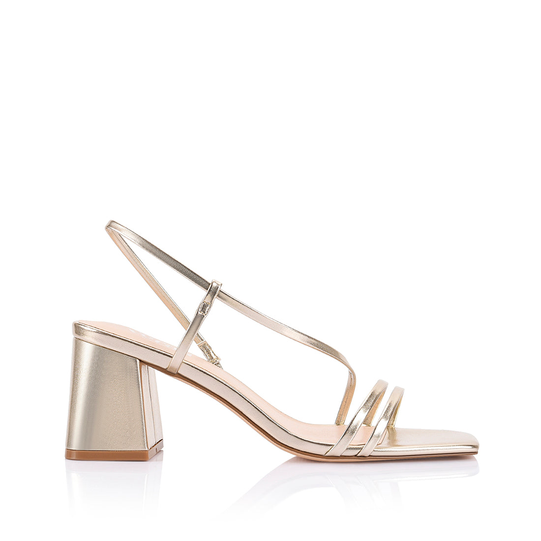 Stormi Block Heel Sandals for Women - Champagne Gold Strappy Summer Sandals | Comfortable Dressy Heels for Weddings, Parties & Date Nights