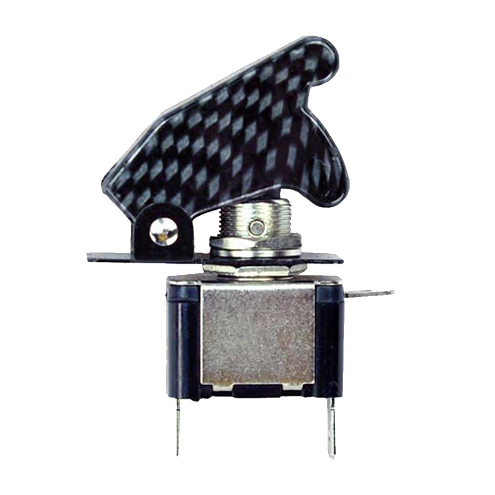 ESUPPORT 12V 20A Waterproof Rocker Switch with White LED - Carbon Fiber Cover for Cars, Boats, RVs & Marine Use - Perfect for Dashboard, Control Panel & Automotive Lighting Systems