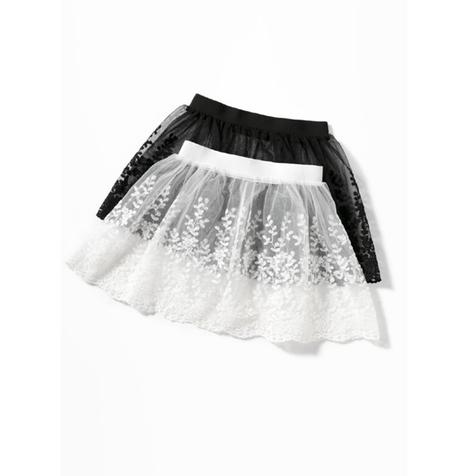 Lace Hem Skirt Extender - Black & White Layering Mini Skirt with Floral Embroidery for Spring & Fall Fashion | Perfect for Layering, Office Wear, and Casual Outfits