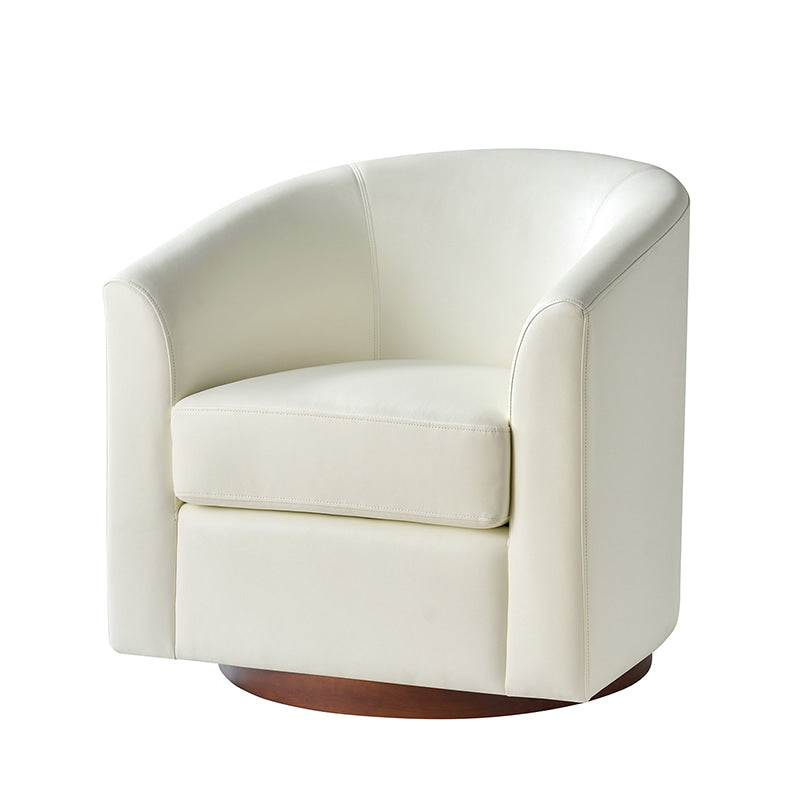 360 Degree Swivel Barrel Faux Leather Chair - Modern Accent Chair for Living Room, Office & Lounge - Comfortable PU Leather Recliner with Smooth Rotation