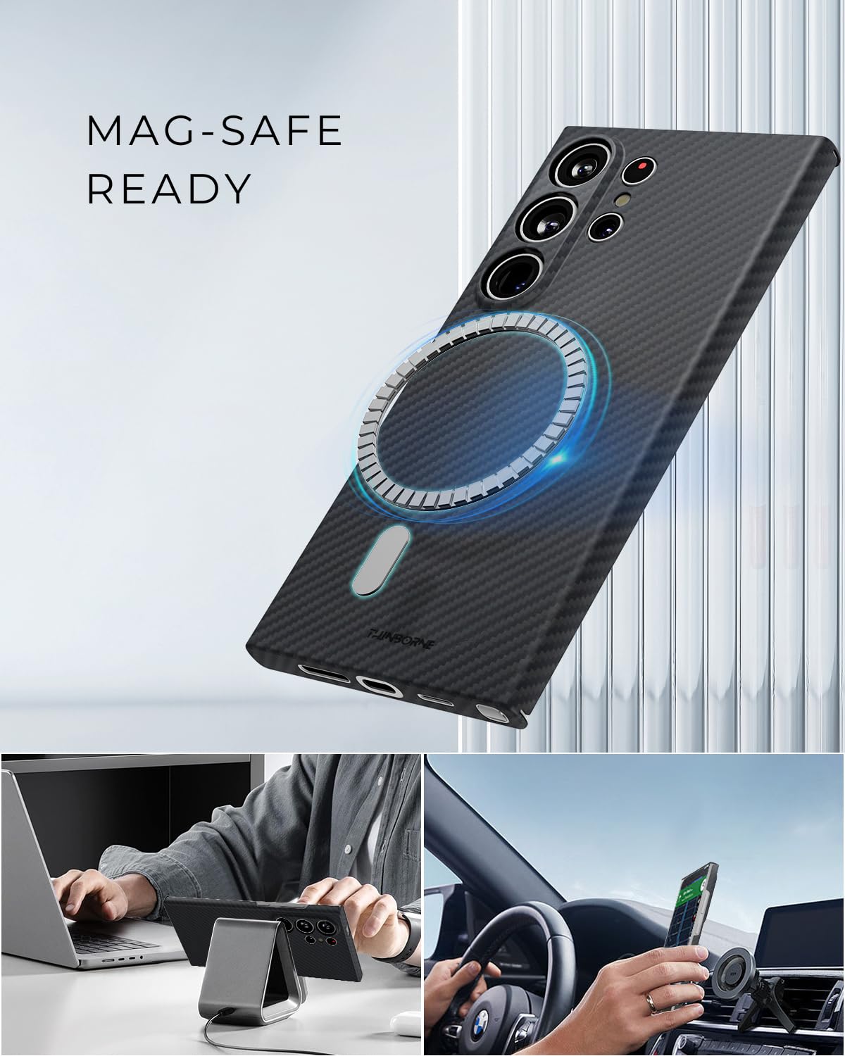 Samsung Galaxy S24 Ultra Case - 600D Aramid Fiber Magnetic Phone Cover | Ultra Thin & Lightweight | Carbon Fiber Texture | Perfect for Work, Travel & Everyday Protection