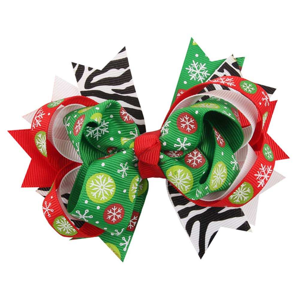 Christmas Hair Bows for Kids - Grosgribbon Hair Clips for Holiday & Party Accessories