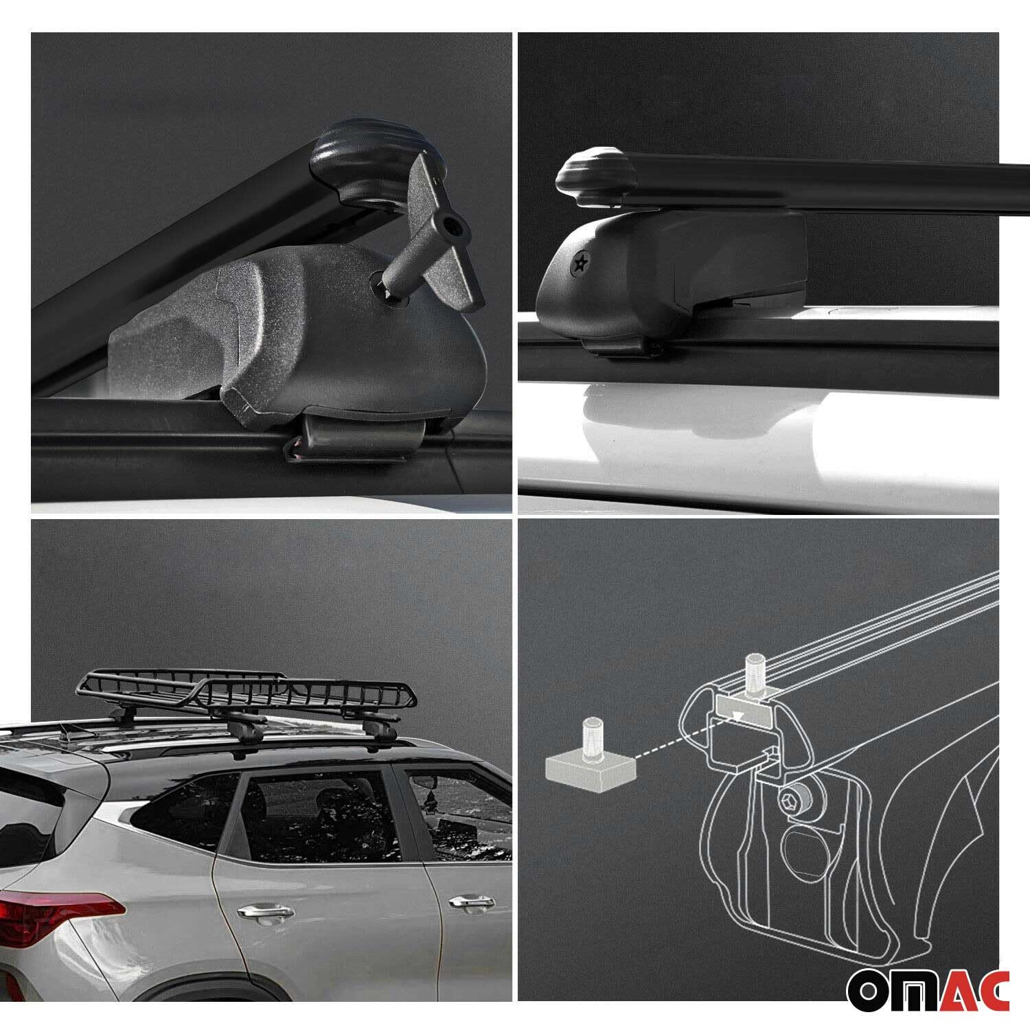 OMAC Lockable Roof Rack Cross Bars for Mitsubishi Outlander Sport 2011-2024 | Black Anti-Theft Cargo Carrier for Kayak, Canoe, Surfboard, Ski & Snowboard | Perfect for Travel, Camping & Outdoor Adventures