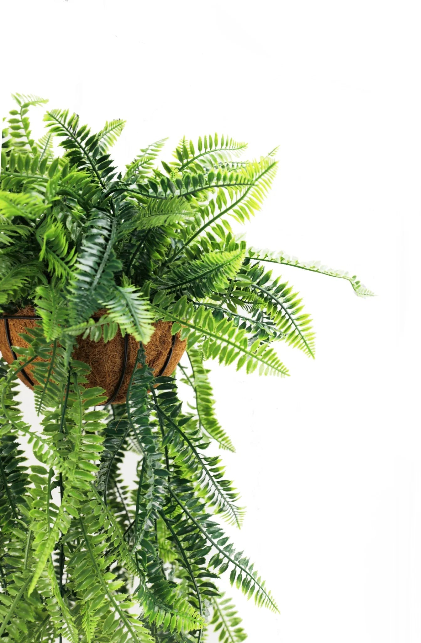 Premium Artificial Lush Fern Hanging Basket - UV Resistant Faux Greenery (35cm x 125cm) for Outdoor Patio, Porch & Garden Decor