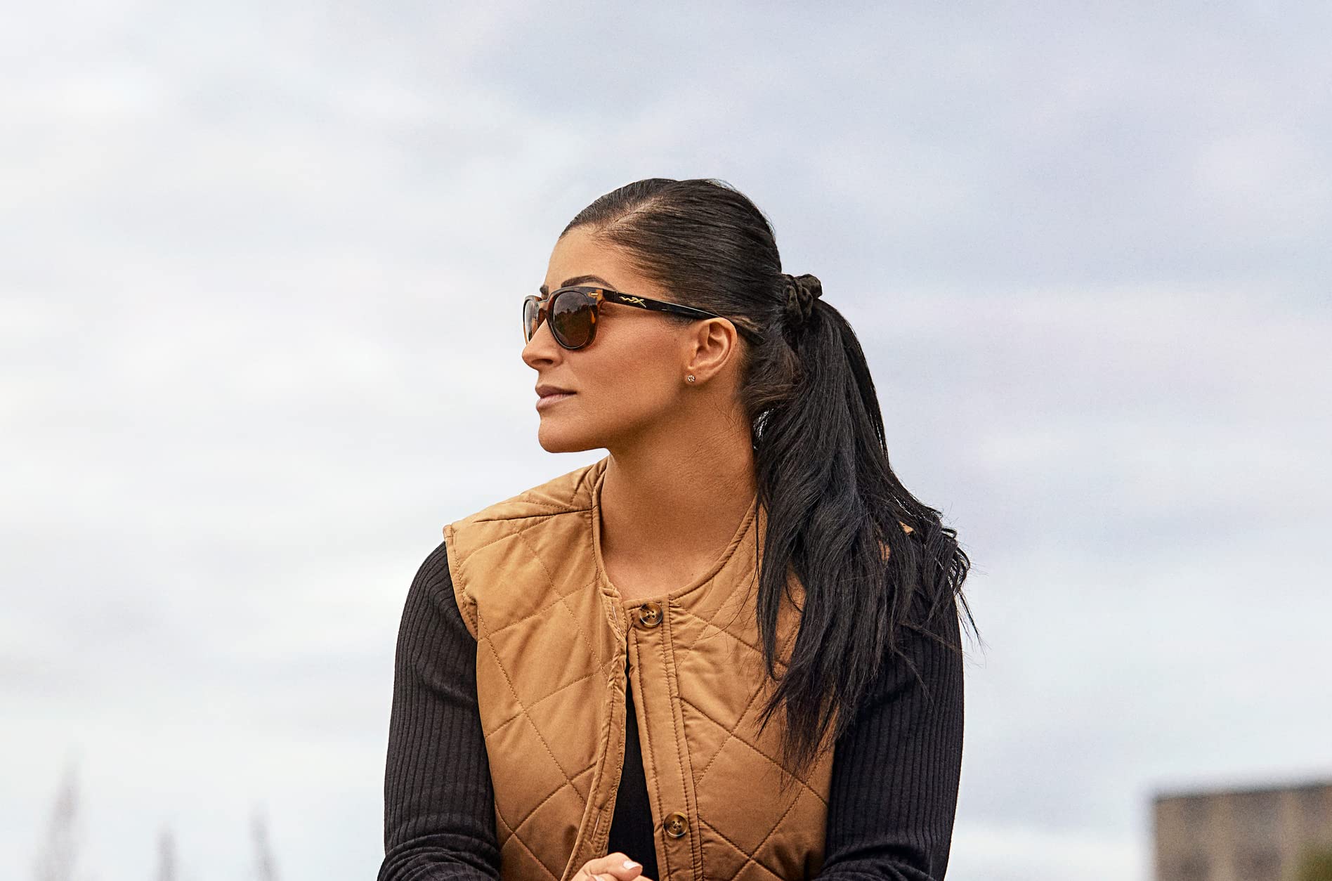 Wiley X Ultra Captivate Polarized Sunglasses for Women - Safety Glasses with UV Protection for Shooting, Fishing, Biking & Extreme Sports - Gloss Demi Black Frames & Copper Lenses - Perfect for Outdoor Adventures, Sports & Daily Wear