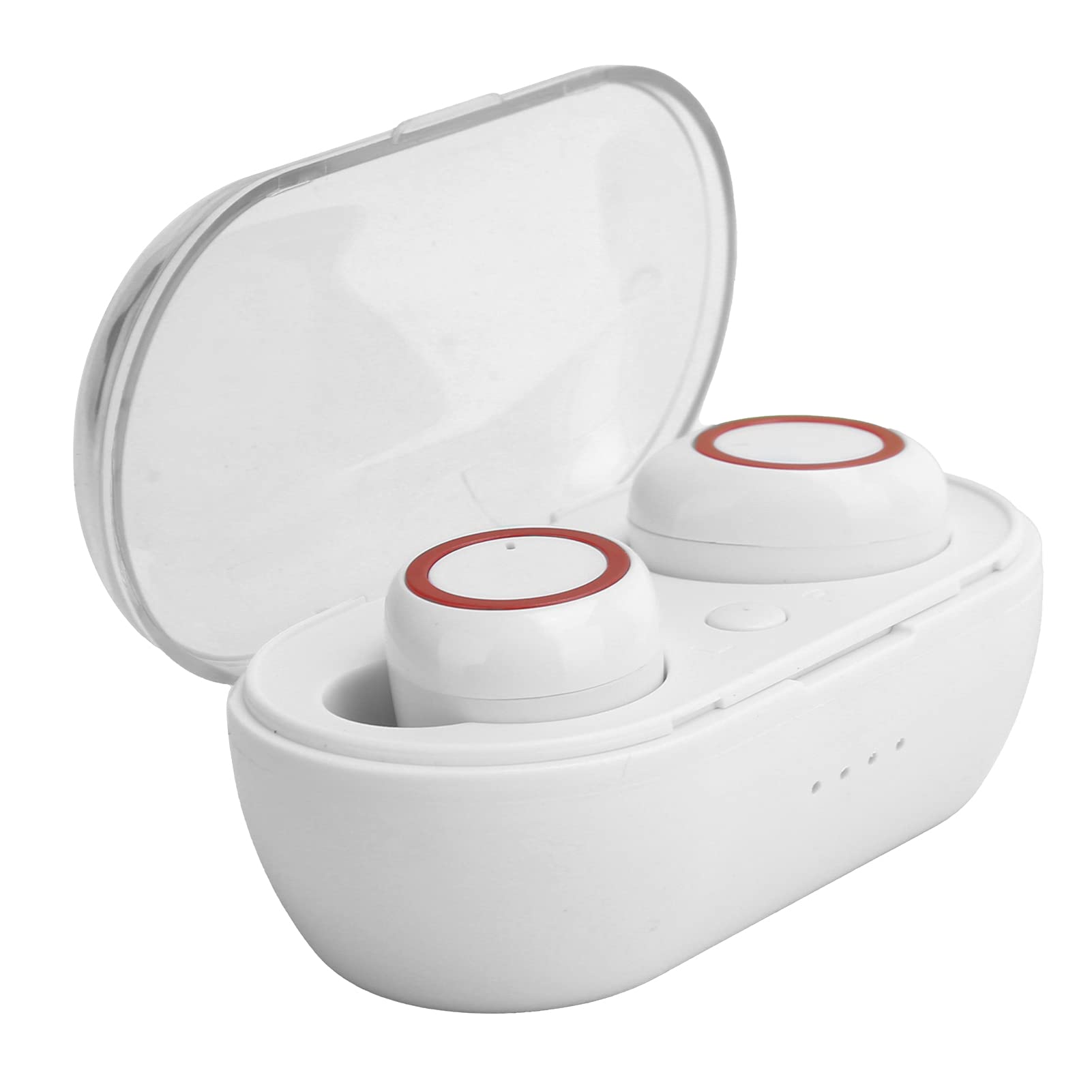 Wireless Bluetooth Earbuds with Charging Case - Stereo Noise Cancelling In-Ear Headphones (White/Red) for Gym, Running & Travel