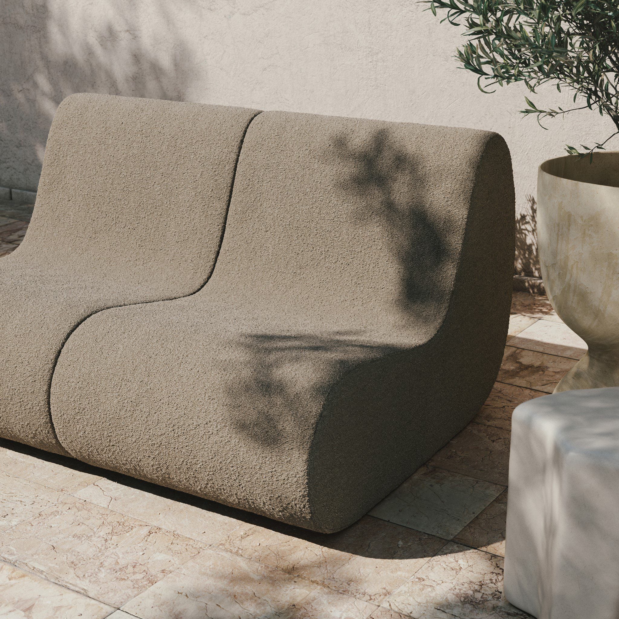 FERM LIVING Rouli Centre Module - Pure Bouclé/Sand Modular Sofa | Modern Scandinavian Living Room Furniture | Perfect for Small Spaces & Cozy Home Decor
