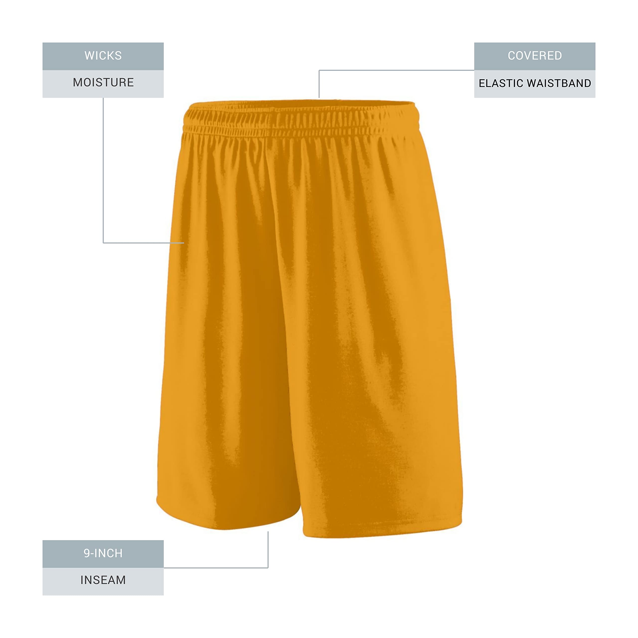 Augusta Sportswear Youth Training Shorts - 9-Inch Inseam Athletic Gym Shorts for Teen Boys & Girls | Perfect for Basketball, Soccer & School Sports Practice
