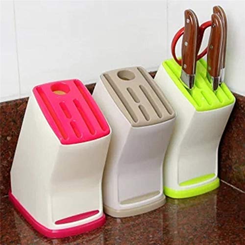 Gray Plastic Kitchen Knife Holder - Multifunctional Storage Rack for Knives & Kitchen Tools | Compact Countertop Organizer for Home Chefs & Cooking Enthusiasts | Perfect for Small Kitchens, Food Prep Stations & Cooking Classes