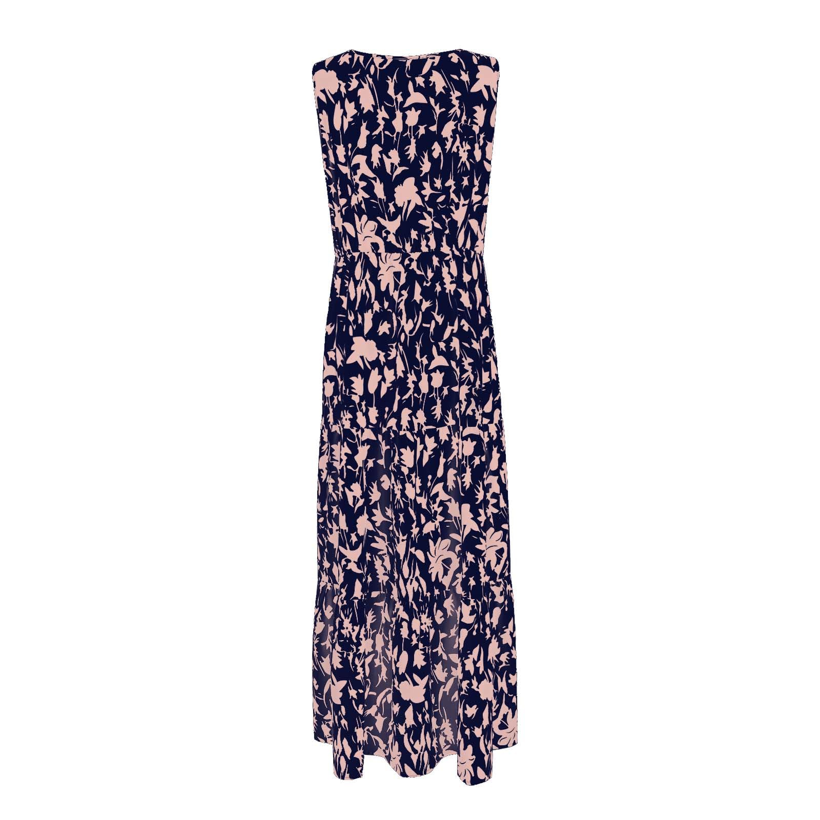 2024 Women's Floral Maxi Dress - Sleeveless V-Neck Loose Flowing Sundress for Casual Wear & Guest Occasions | Summer Beach, Party, Vacation Outfit