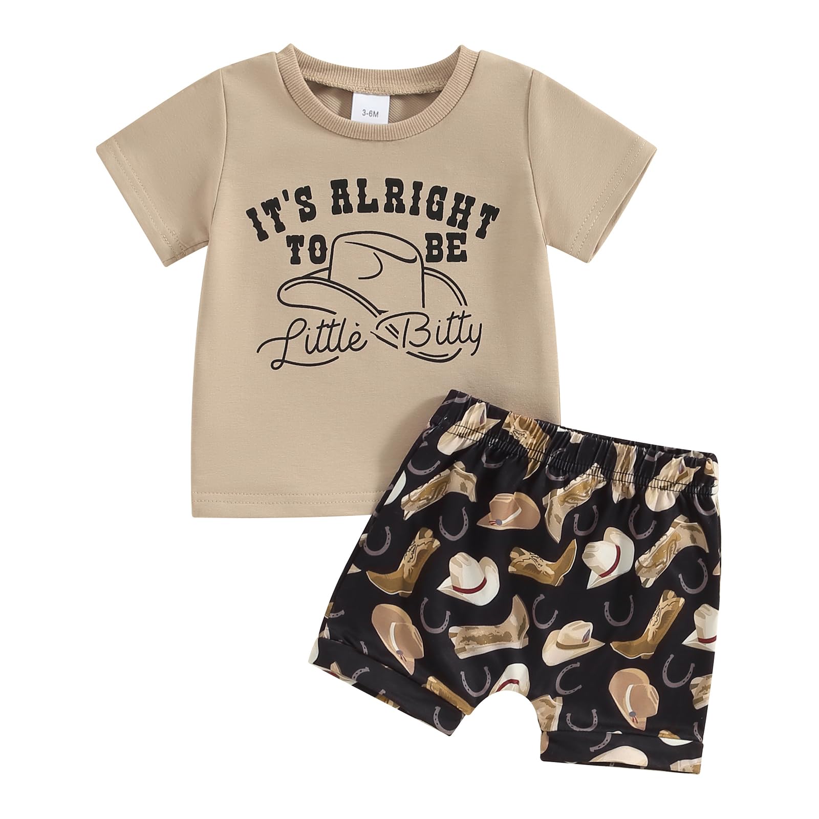Western Toddler Baby Boy Clothes - Cowboy Themed T-Shirt & Shorts Set for Summer | Its Alright to be Little Bitty Outfits | Perfect for Playdates, Rodeos & Western-Themed Parties