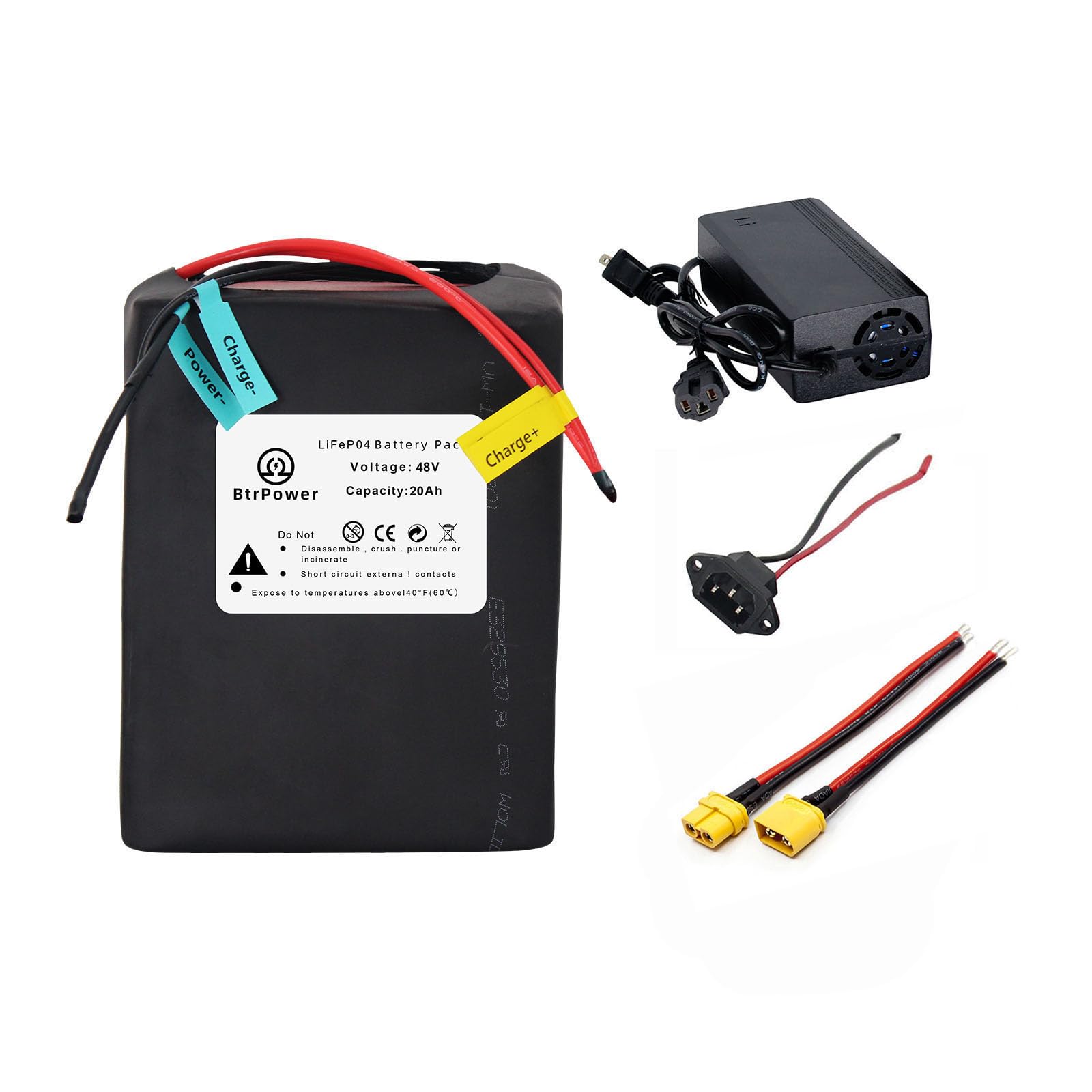 48V 52V 60V 72V Ebike Battery - 10AH to 50AH Lithium Ion/LiFePO4 Battery Pack with 3A/5A Charger & 50A/80A BMS - Compatible with 300W-4500W Electric Bike Motors - Perfect for Commuting, Mountain Biking & Long-Distance Rides