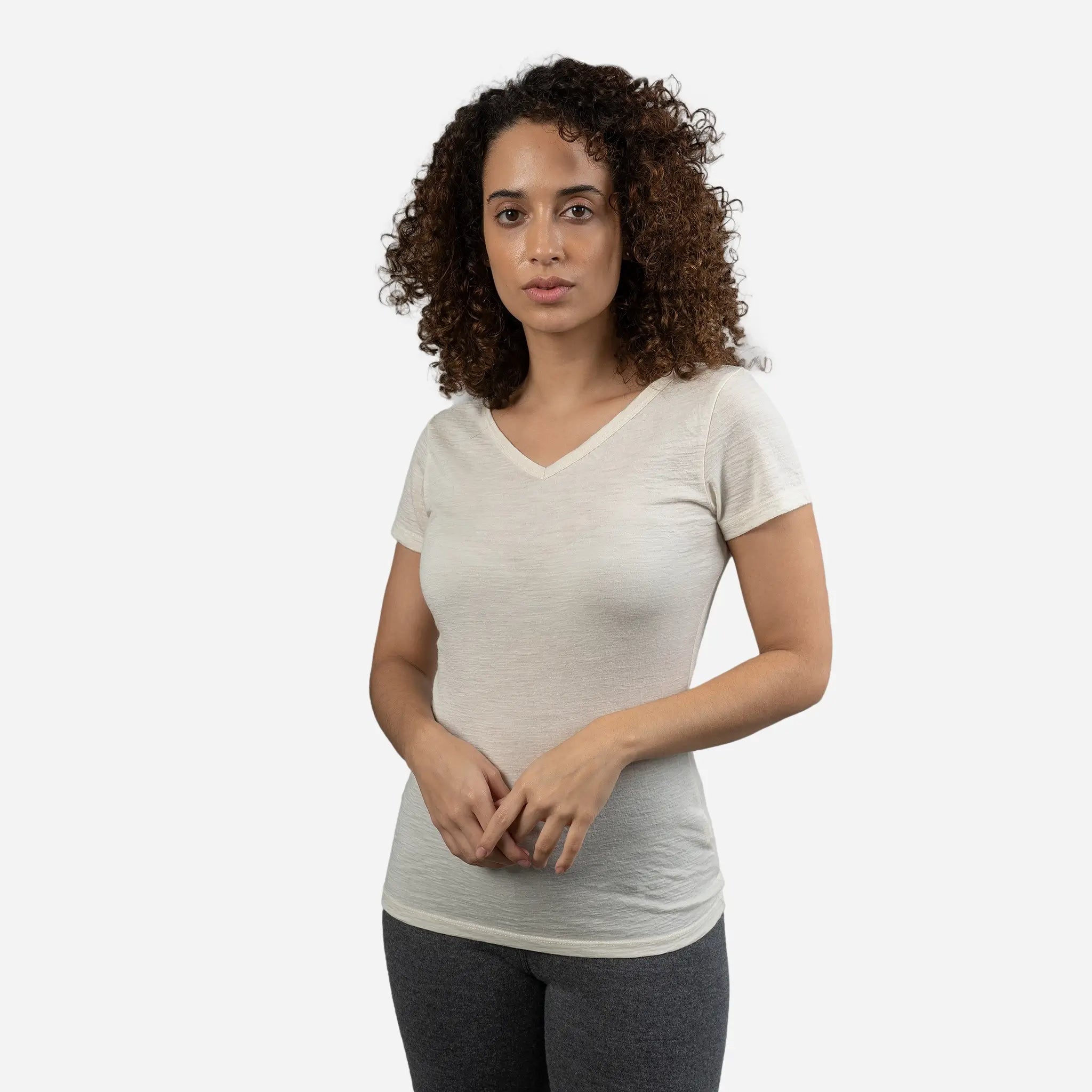 Ultralight 160 Women's Alpaca Wool V-Neck T-Shirt - Soft & Breathable for Travel, Hiking & Everyday Wear