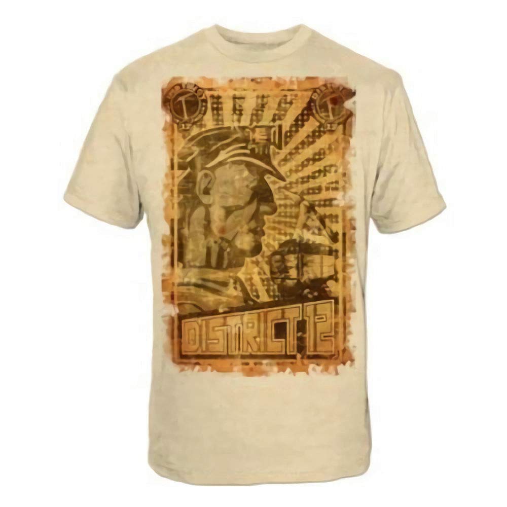 The Hunger Games District 12 Poster Graphic T-Shirt for Adults - Natural Color, Size L | Dystopian Movie Merchandise & Fan Apparel