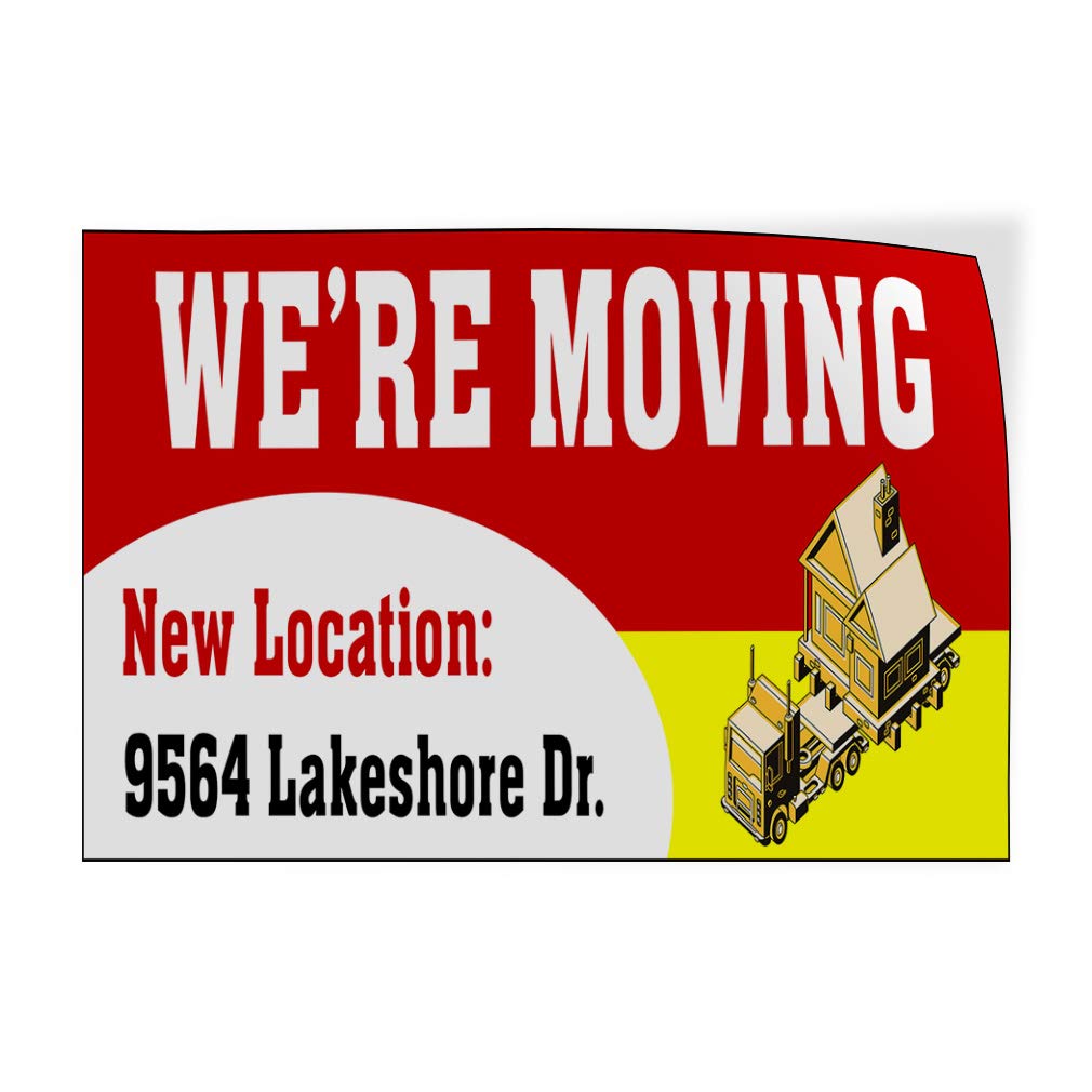 Custom We're Moving Vinyl Door Decals - Red Business & Outdoor Stickers (Set of 2, 54x36 Inches) for New Location Announcements, Cars, Luggage & Bumpers - Perfect for Home, Office & Vehicle Relocation