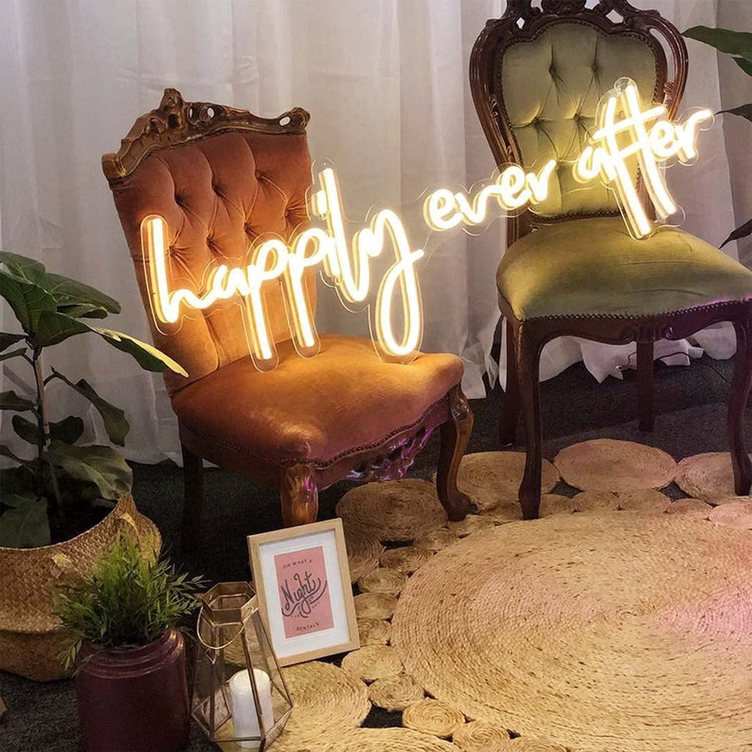 Custom 'Happily Ever After' LED Neon Sign - 70cm Warm White Handcrafted Wedding Wall Decor | Perfect for Bridal Showers, Anniversary Gifts & Home Decoration