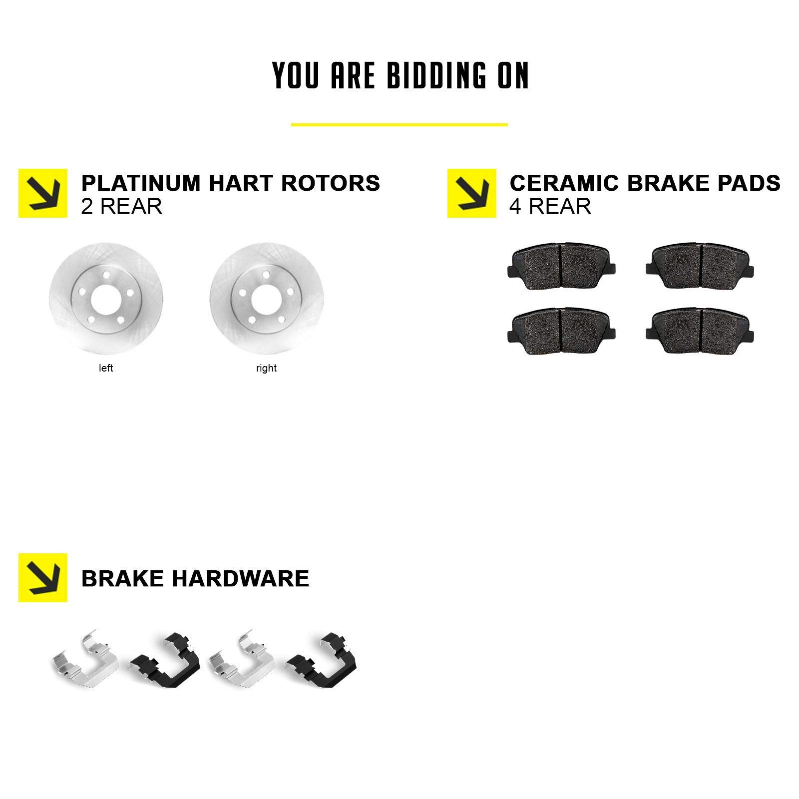 Hart RBBR.44173.02 Rear Brake Kit - Ceramic Brake Pads & Rotors Combo | Durable Braking System for Sedans, SUVs & Trucks | Perfect for City Driving & Highway Commuting