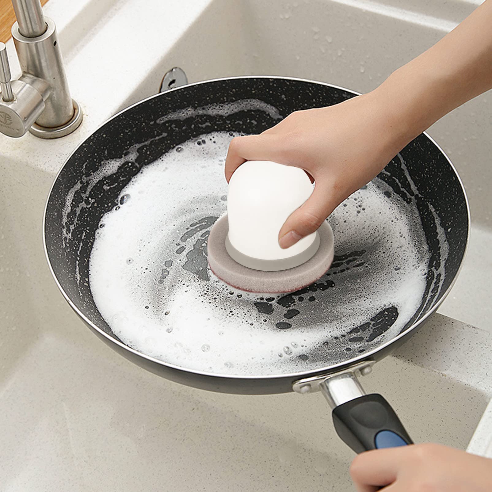 EXCEART 4-Pack Heavy Duty Cleaning Sponges - Dual-Sided Scrub Sponge for Dishes, Kitchen, Bathtub, Sink & Tough Stains - Non-Scratch Emery Sponge for Pots, Pans & Household Cleaning (Perfect for Daily Kitchen Cleaning & Bathroom Deep Cleaning)