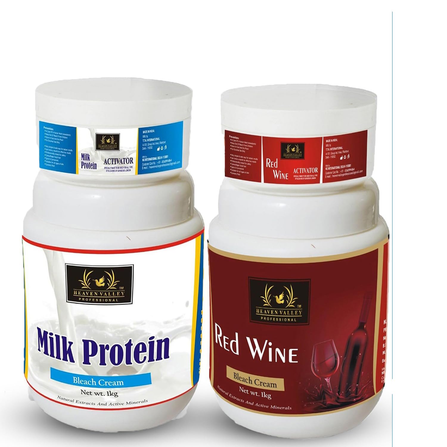 Heaven Valley Milk Protein & Red Wine Bleach Cream 1Kg - Natural Extracts & Active Minerals for Skin Brightening & Dark Spot Removal | Perfect for Face & Body Care Routine