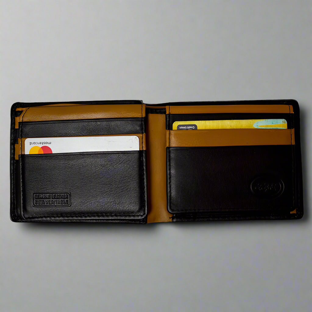 JBG International Men's RFID Blocking Leather Wallet - Slim Bifold Card Holder with Flip ID Window - Perfect for Business, Travel & Everyday Use