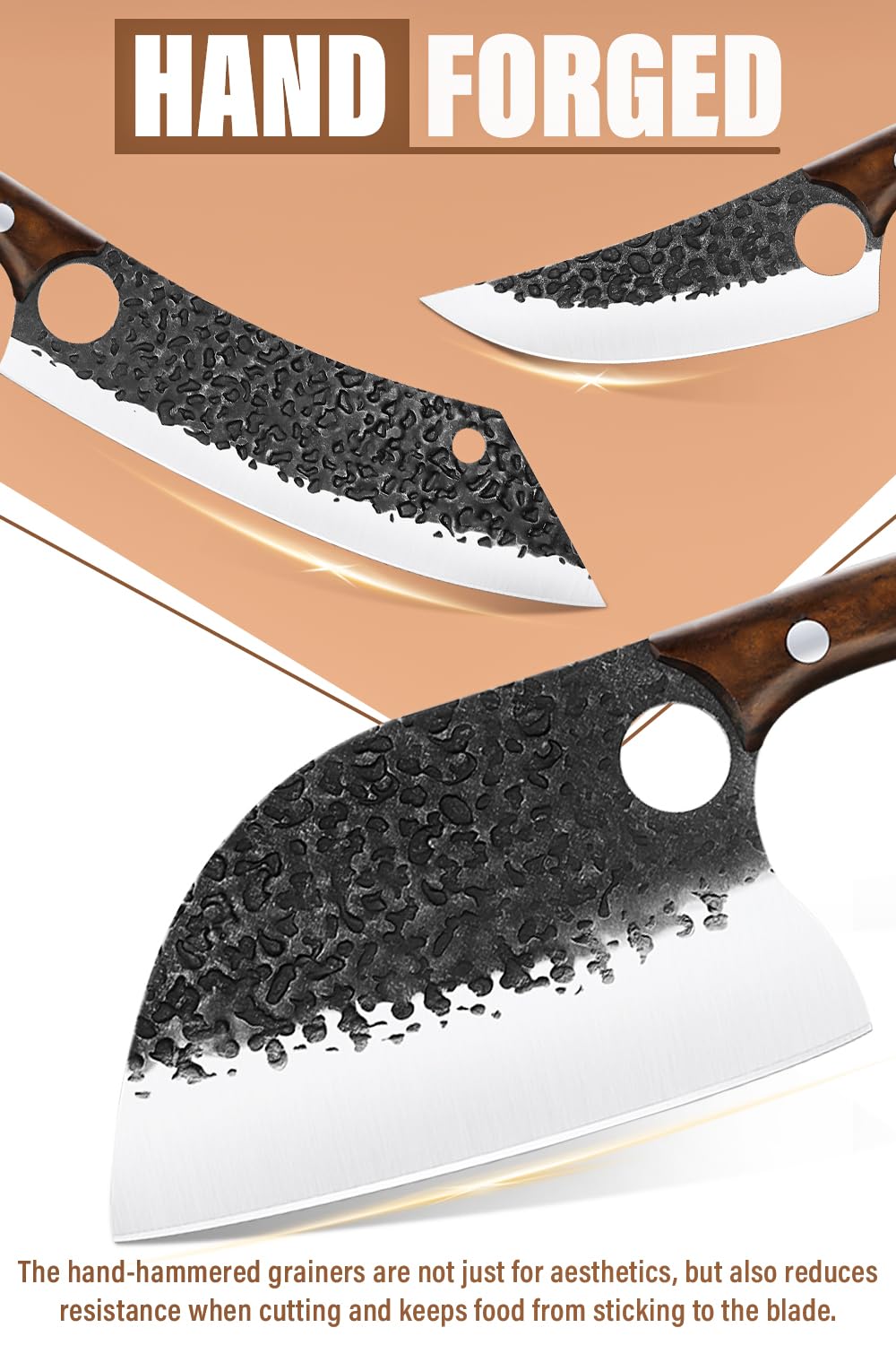 9-Piece Purple Dragon Chef Knife Set - High Carbon Steel Hand-Forged Kitchen Knives with Boning, Carving & Cleaver Knives - Includes Roll Bag for Storage - Perfect for Home Cooking, BBQ & Camping