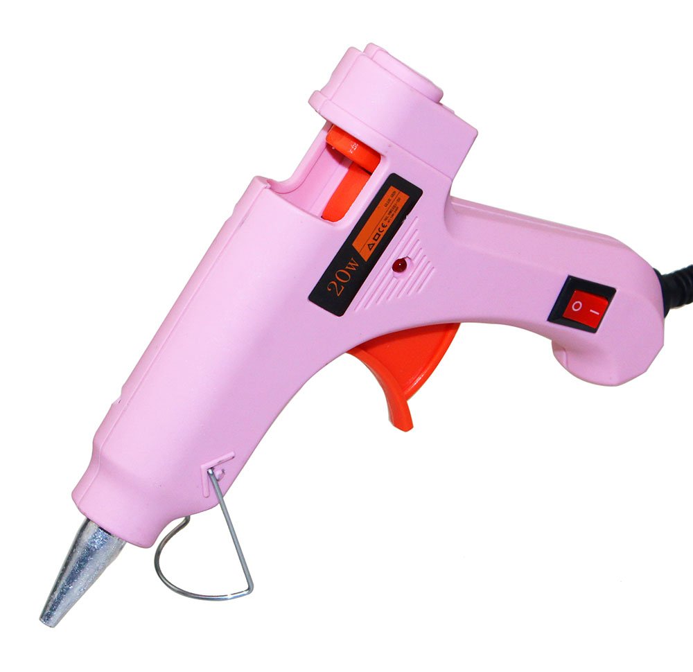 FADMAN 7mm Hot Glue Gun Kit with 28 Glue Sticks - 20W Mini Pink Glue Gun for DIY Crafts, Home Repairs & School Projects (On/Off Switch & Indicator Light) - Perfect for Scrapbooking, Jewelry Making & Woodworking