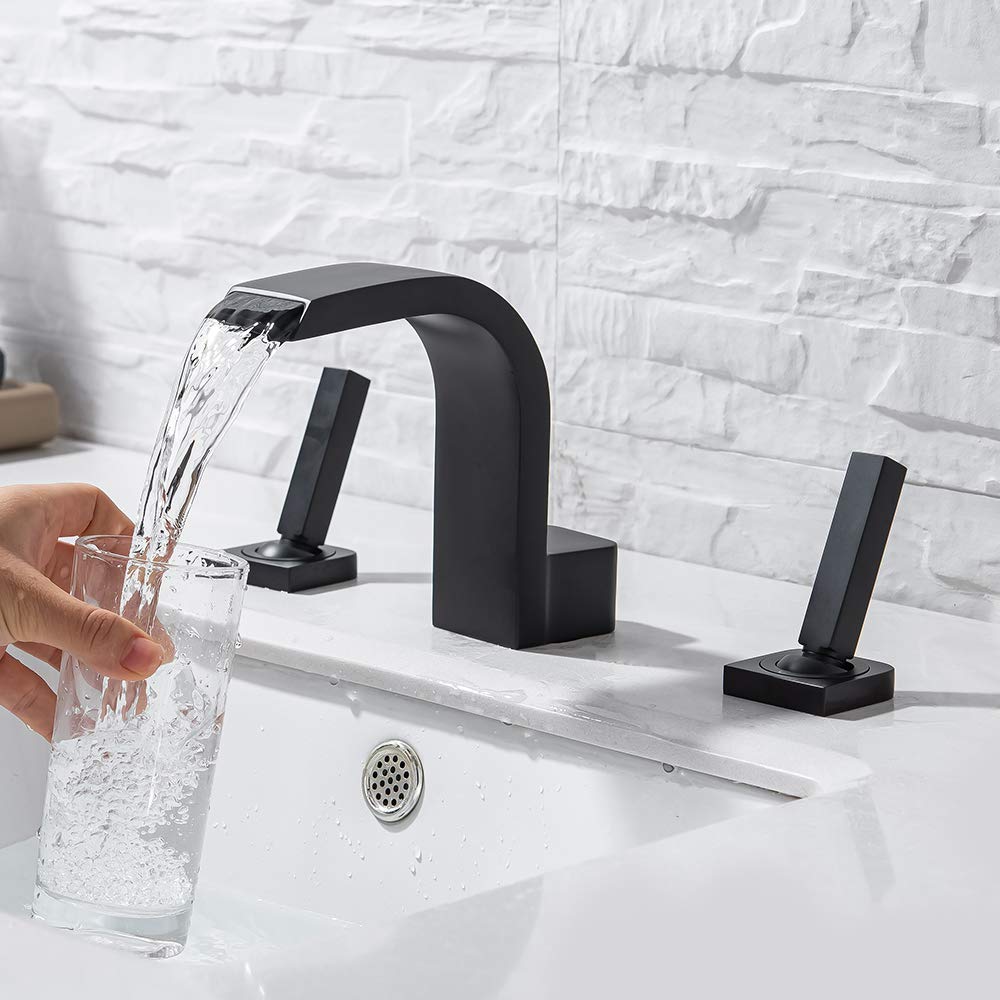 8 Inch Widespread Bathroom Faucet - Matte Black 3 Hole High Arc Basin Mixer Tap with 2 Handles for Bathroom Vanity Sink (Perfect for Modern Home Decor & Spa-Style Bathroom Renovations)