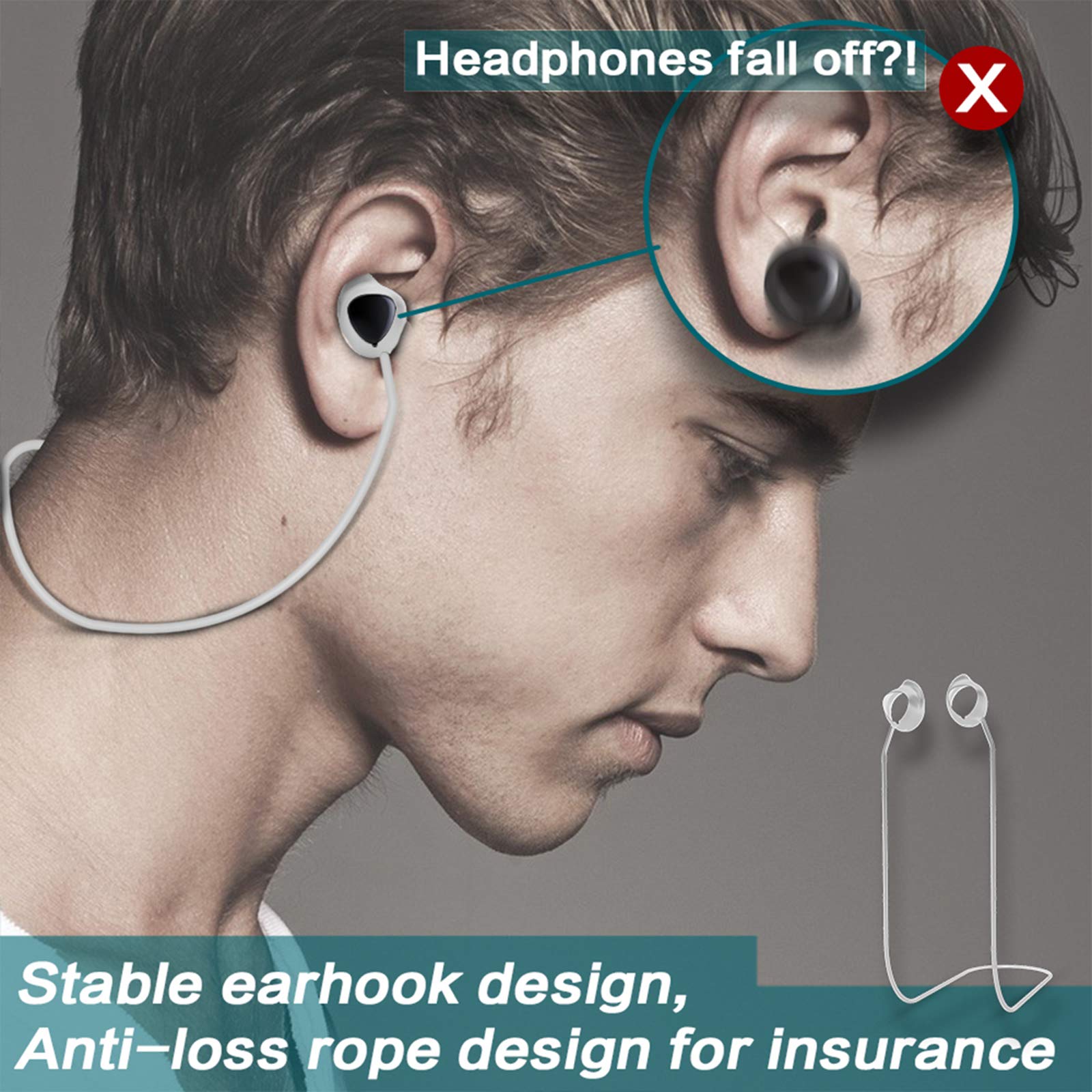 LICHIFIT Anti-Lost Silicone Strap for Samsung Galaxy Buds - Gym & Running