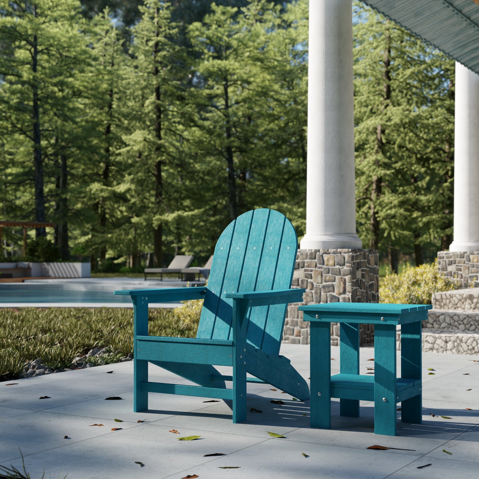 Freedom Modern Adirondack Chair & Side Table Set - Durable Outdoor Patio Furniture for Garden, Poolside, Deck, and Backyard Relaxation