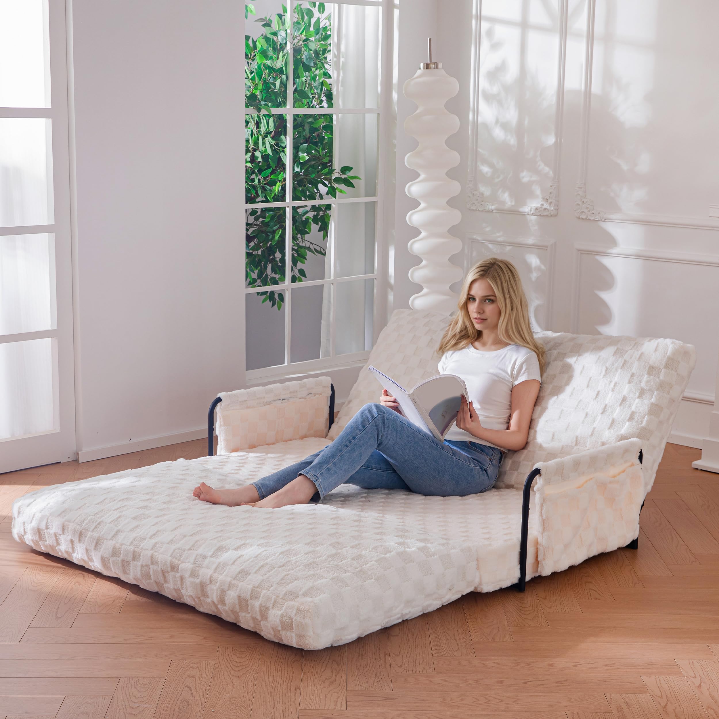 MAXYOYO Adjustable Lazy Floor Sofa - 5 Position Foldable Sleeper Chair with Armrest for Reading, Gaming, and Relaxing | Perfect for Living Room, Bedroom, Dorm, and Office Use